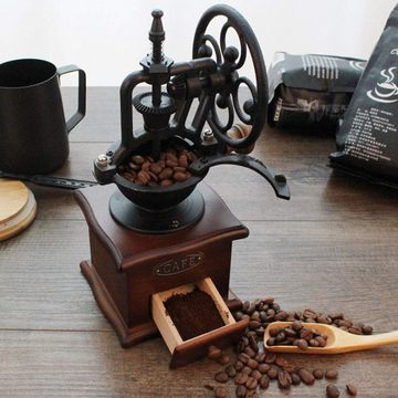 leben Kaffeemühle Kaffeemühle, braune Retro-Handkaffeemühle, tragbar, Kaffeemühle im antiken Design, Kaffeebohnen-Espressomühle