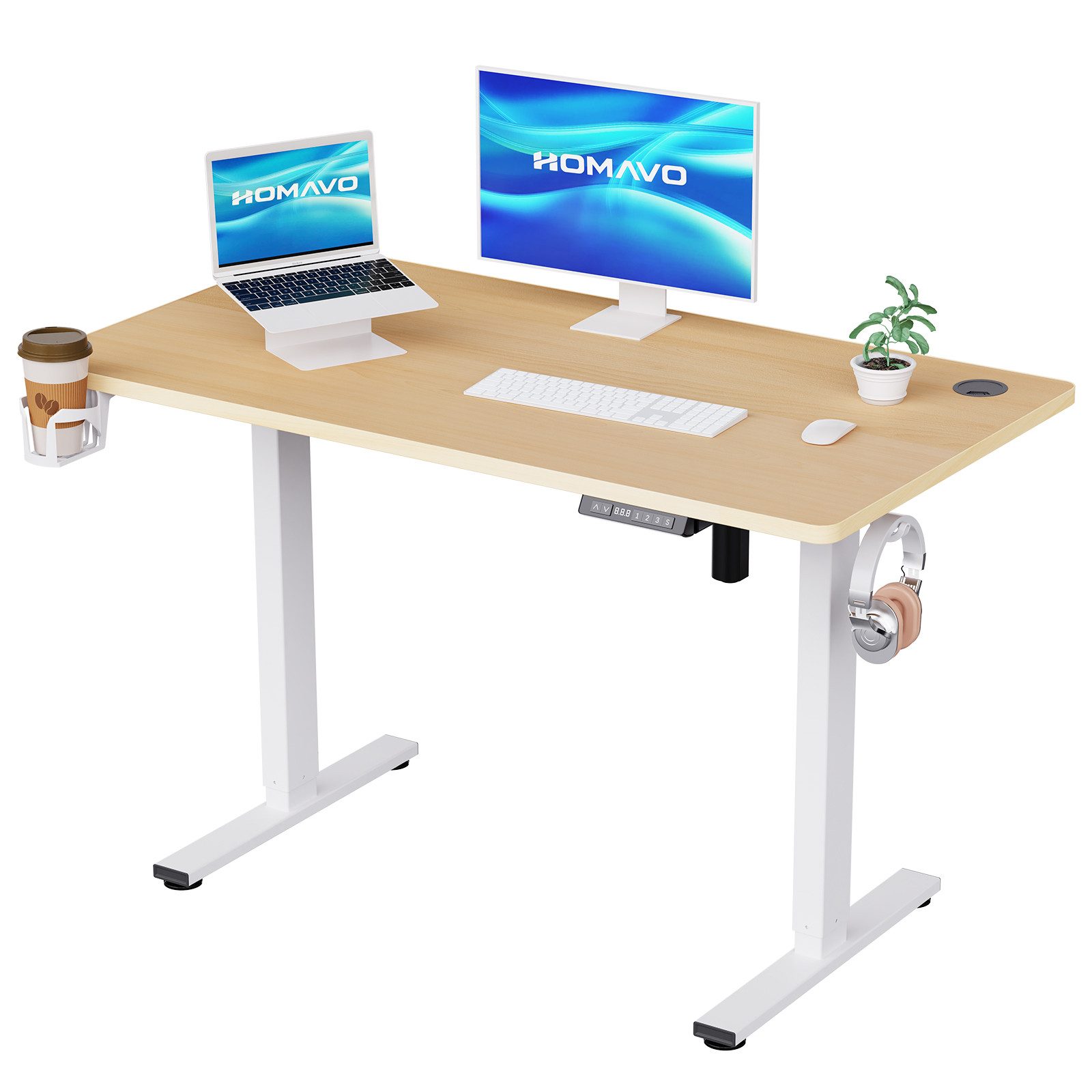 HOMAVO Schreibtisch Höhenverstellbarer schreibtisch mit Memory- und Rebound günstig online kaufen