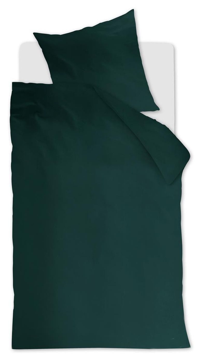 Bettwäsche Cotton Uni_Dark Green_DE_UV_135x200 1 Bettbezug, 1 Kissenbezug 135 x 2, Ambiante, 2 teilig, Bettbezug Kopfkissenbezug Set kuschelig weich hochwertig