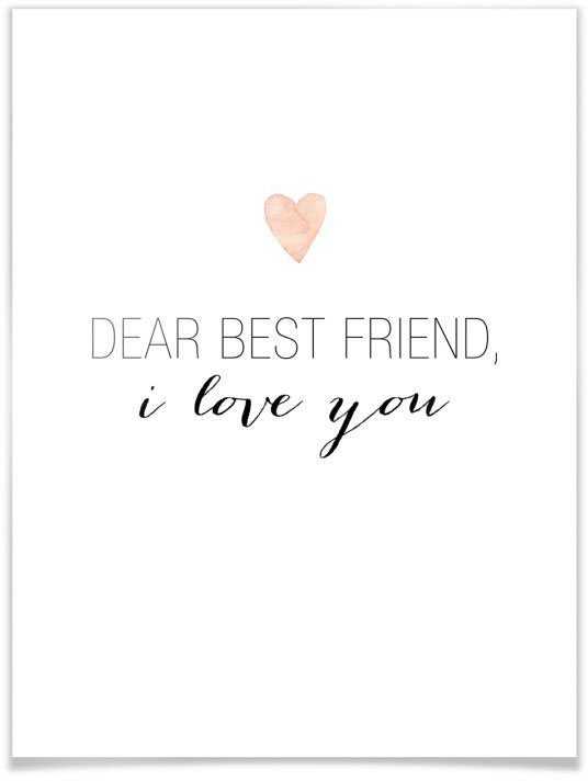 Wall-Art Poster Zitat Beste Freunde i love you, Schriftzug (1 St), Poster, Wandbild, Bild, Wandposter | Poster