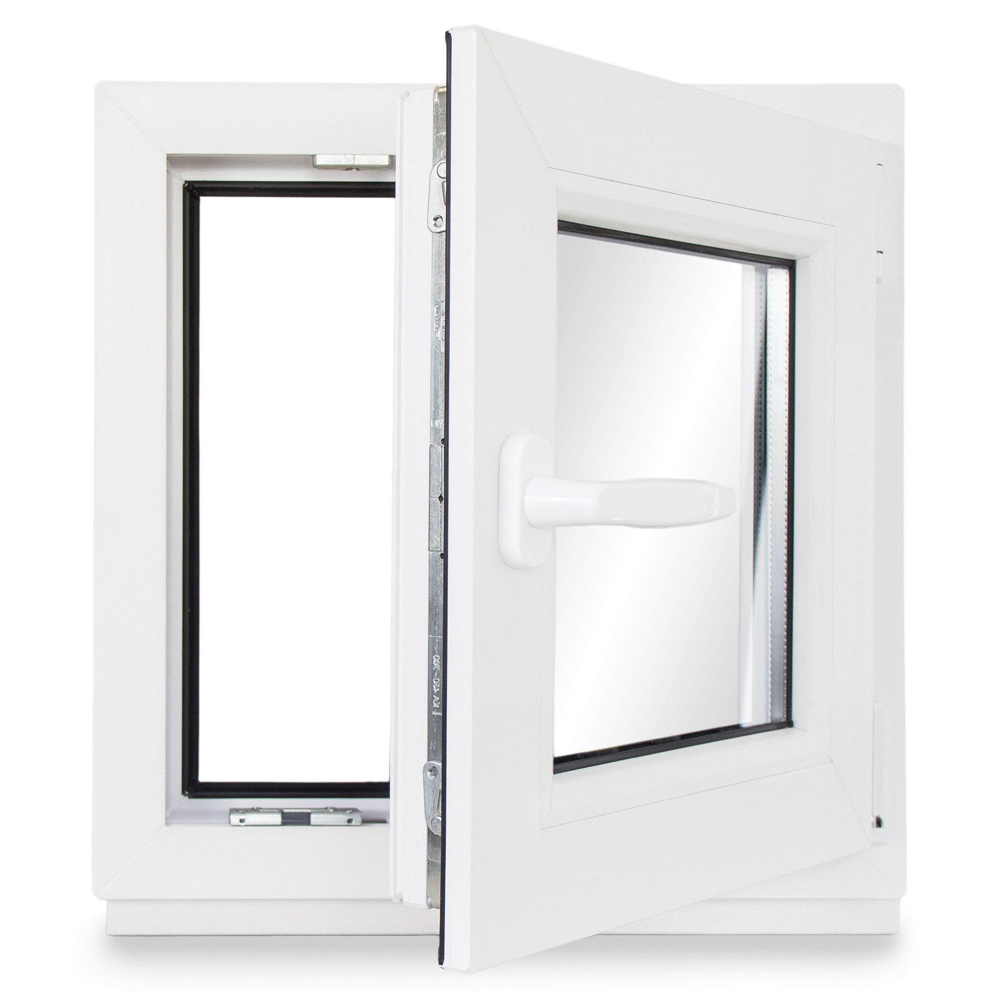 NeRuLi Kellerfenster Kellerfenster 100x100 cm (BxH) DIN Rechts 2 -fach Dichtung Schwarz