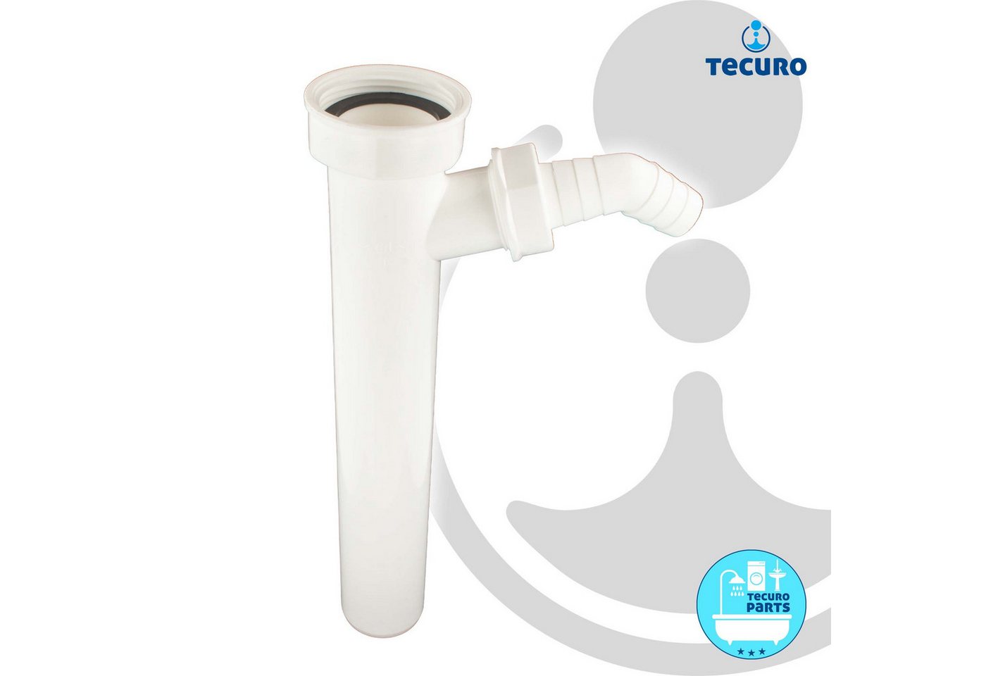 Thumbnail - tecuro Siphon Geräteanschlusstülle Siphonanschluss 45° mit Schlauchschelle - Weiß