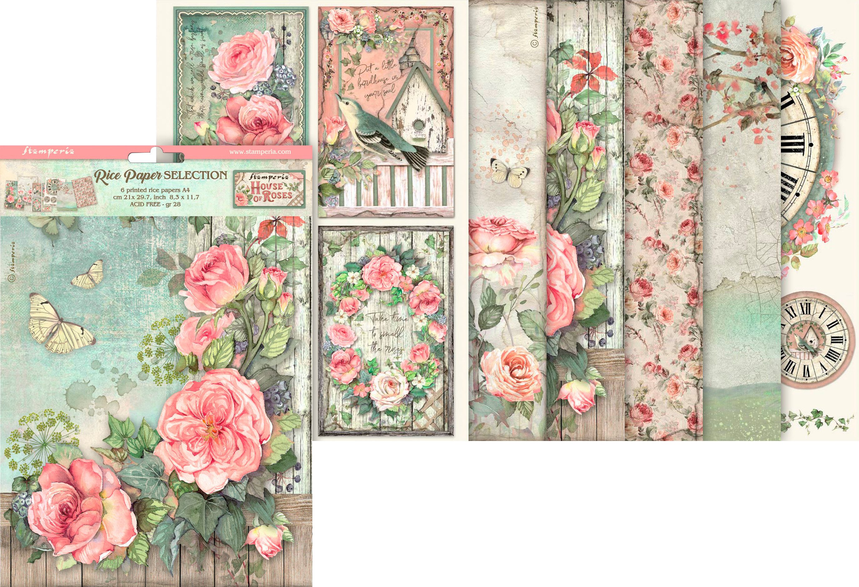 Stamperia Seidenpapier House of Roses, DIN A4, 6er-Set