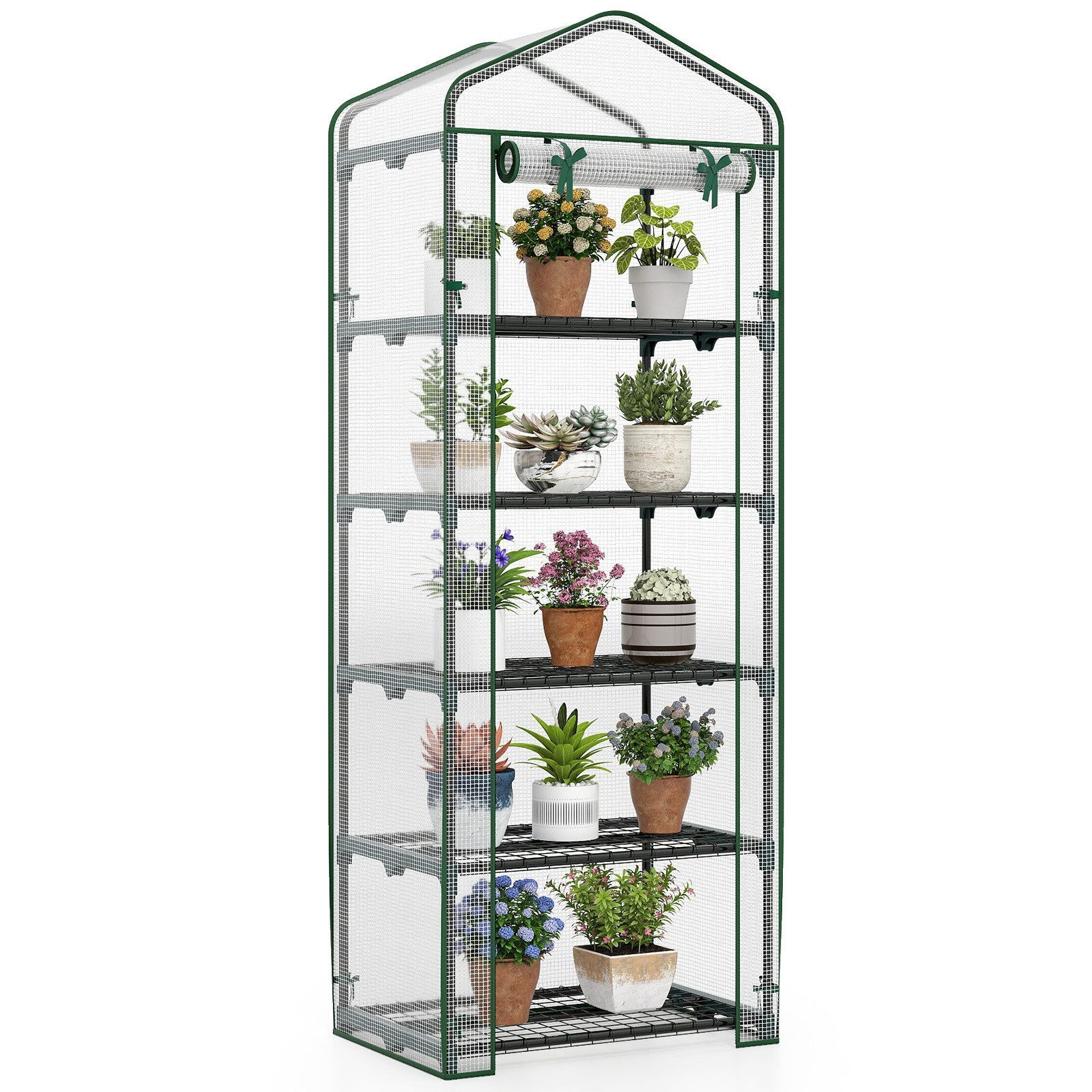 COSTWAY Gewächshaus, BxTxH: 69 x 48 x 190 cm, Mini Tomatengewächshaus, mit 5 Regalböden
