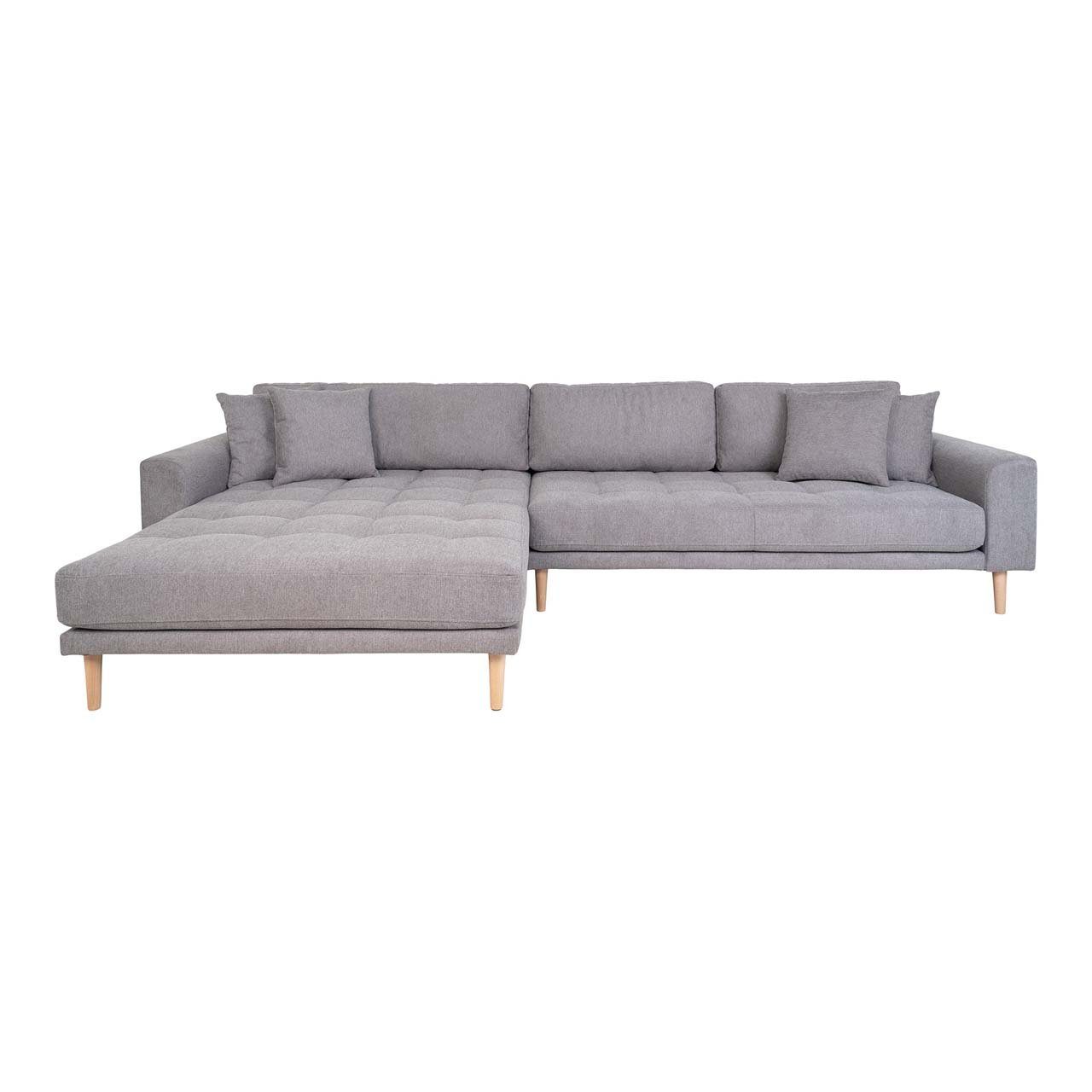 ebuy24 Sofa Lido Sofa, Loungesofa links gewendet mit 4 Kissen Hellgrau