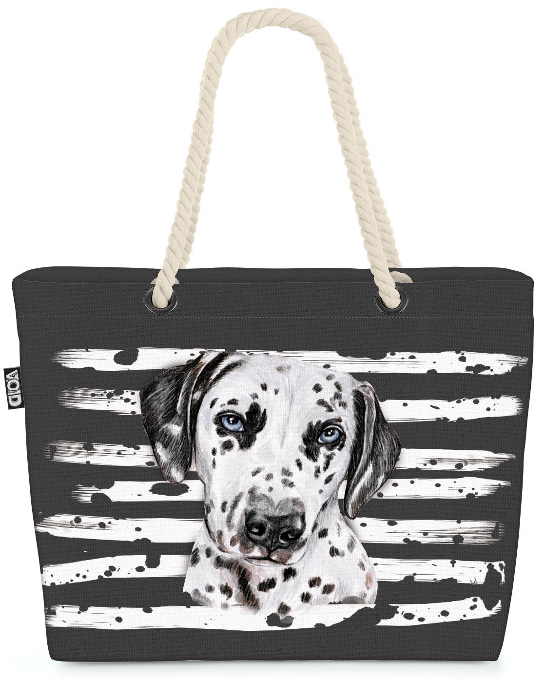 VOID Strandtasche (1-tlg), Dalmatiner Hund Haustier Hundetasche grau