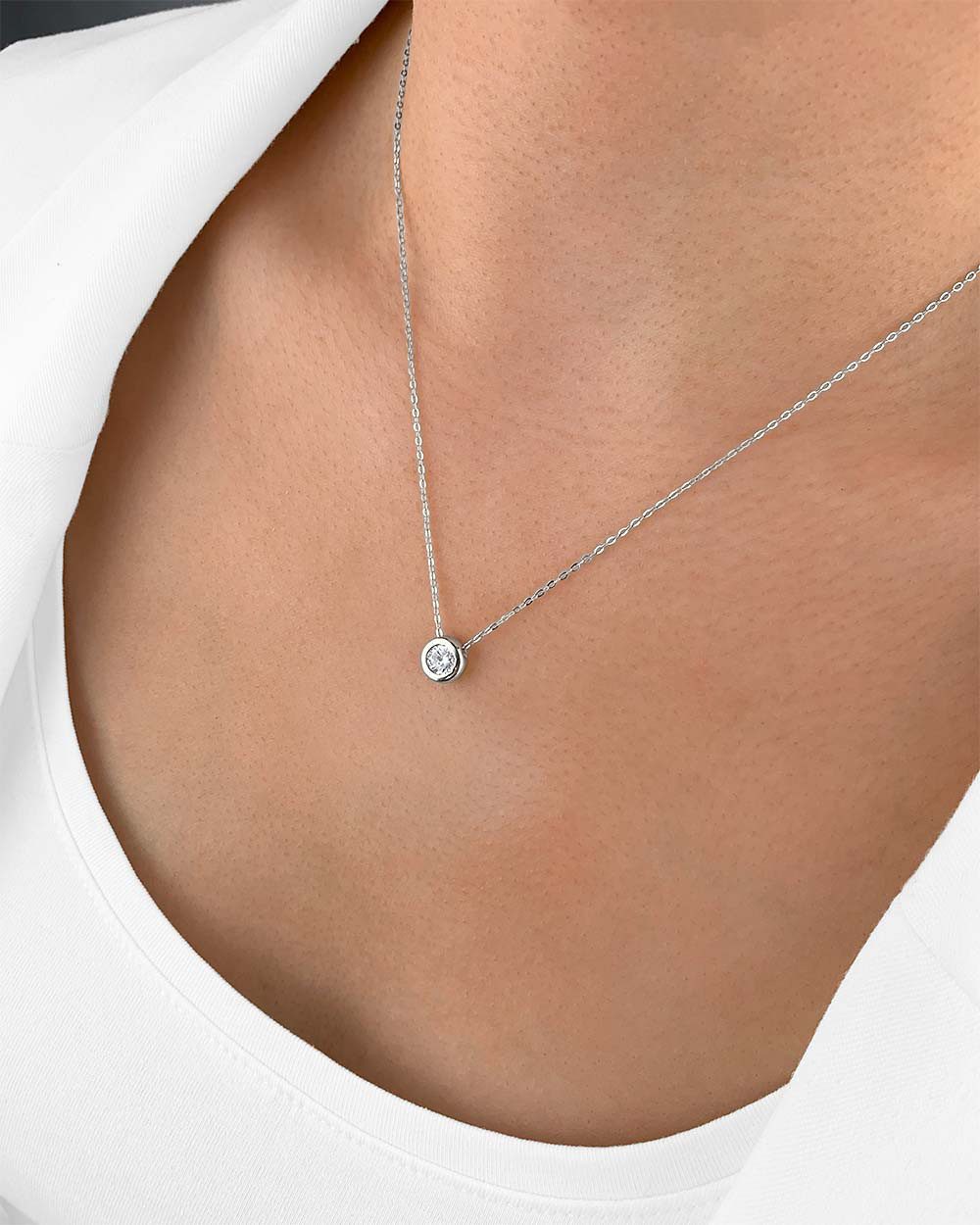 DANIEL CLIFFORD Kette mit Anhänger 'Una' Damen Halskette Silber 925 Solitär günstig online kaufen