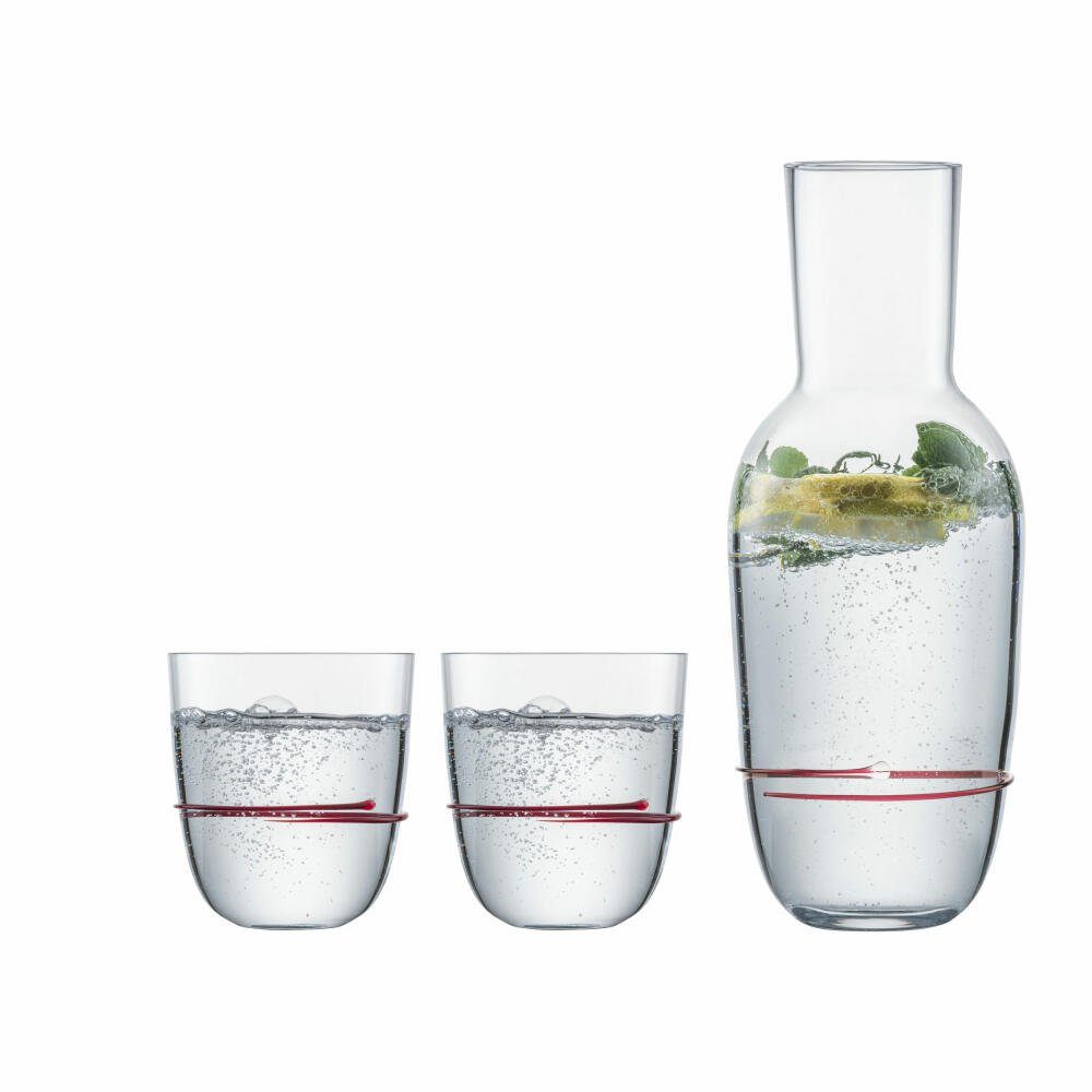 Zwiesel Glas Gläser-Set Aura Rot, 3-tlg., Glas, Karaffe mit 2 Bechern