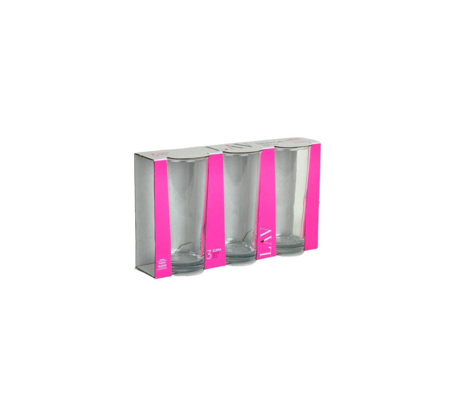 LAV Gläser-Set Suma 3 teilig - einfaches transparentes Design 190 ml, 3-tlg., Glas, 3-teilig, 230 ml