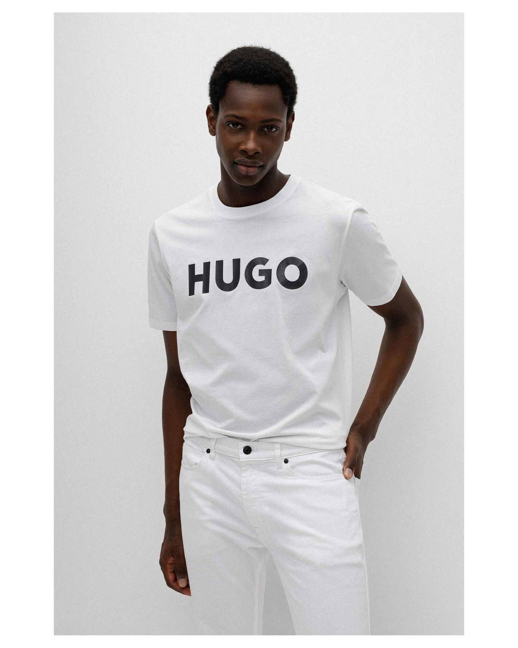 HUGO T-Shirt Herren weiß T-Shirt DULIVIO (100) (1-tlg)