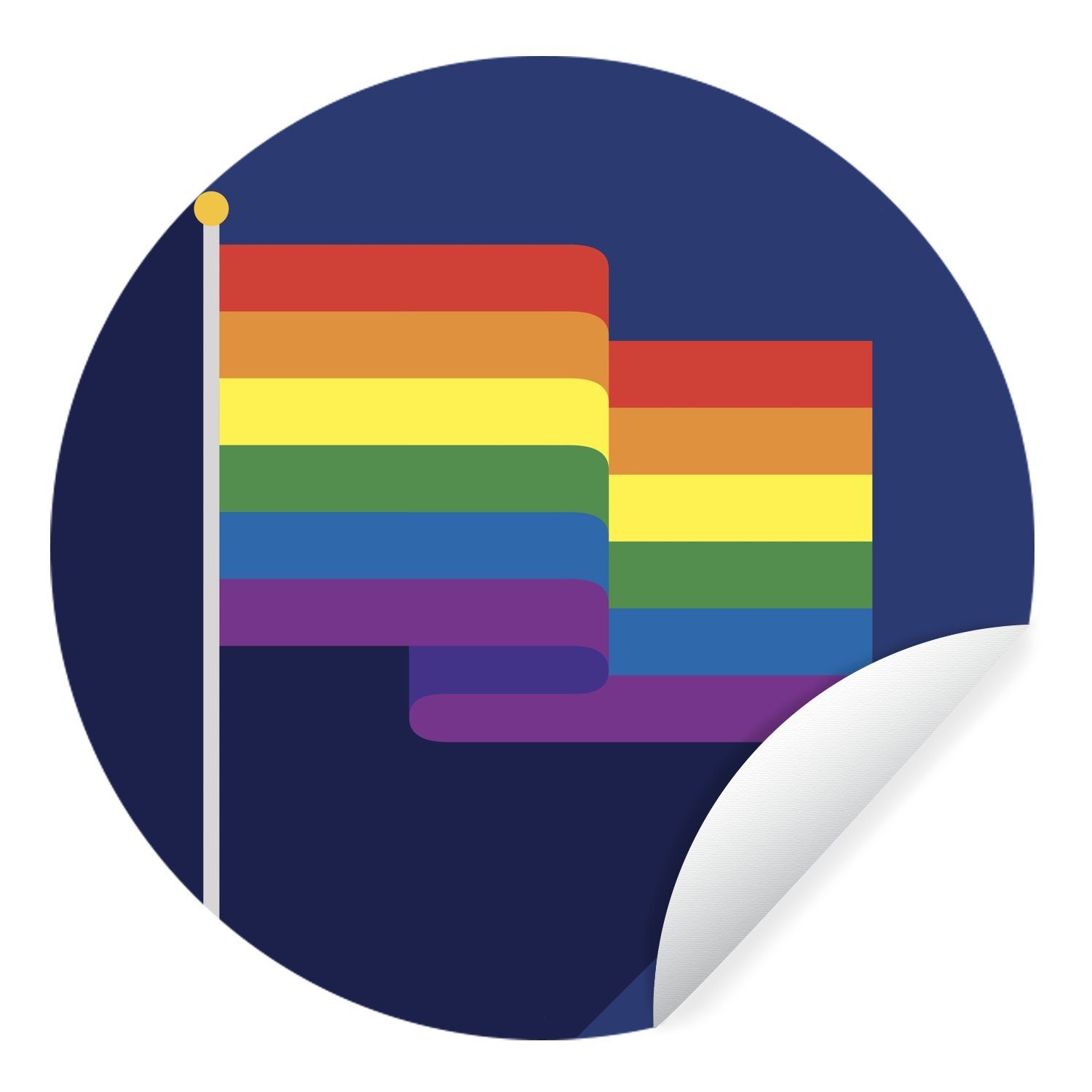 MuchoWow Wandsticker Farben Tapetenkreis des Flagge Regenbogens Rund, Illustration den einer in Tapetenaufkleber, für (1 Kinderzimmer, St), Wohnzimmer