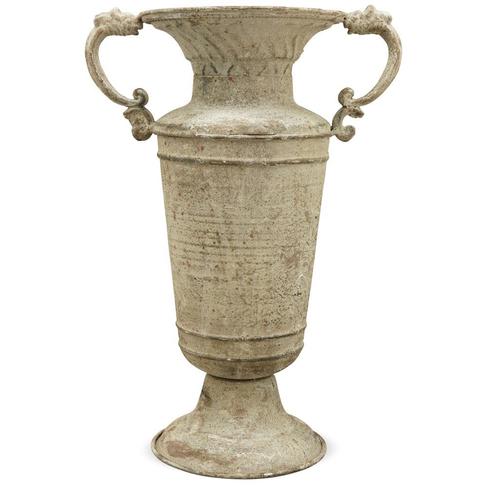 Dekovase Vase Amphore Metall Steinoptik beige 25x16 cm