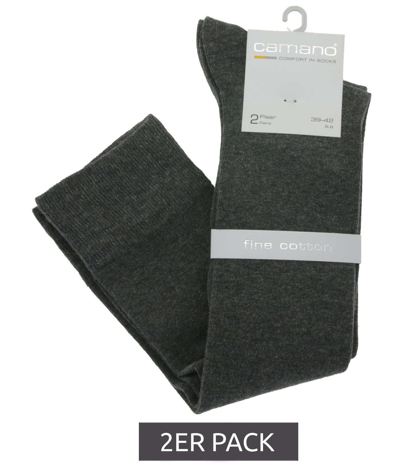 Camano Basicsocken 2er Pack camano Knie-Strümpfe Alltags-Socken Mode Baumwolle 4601 Anthrazit aus