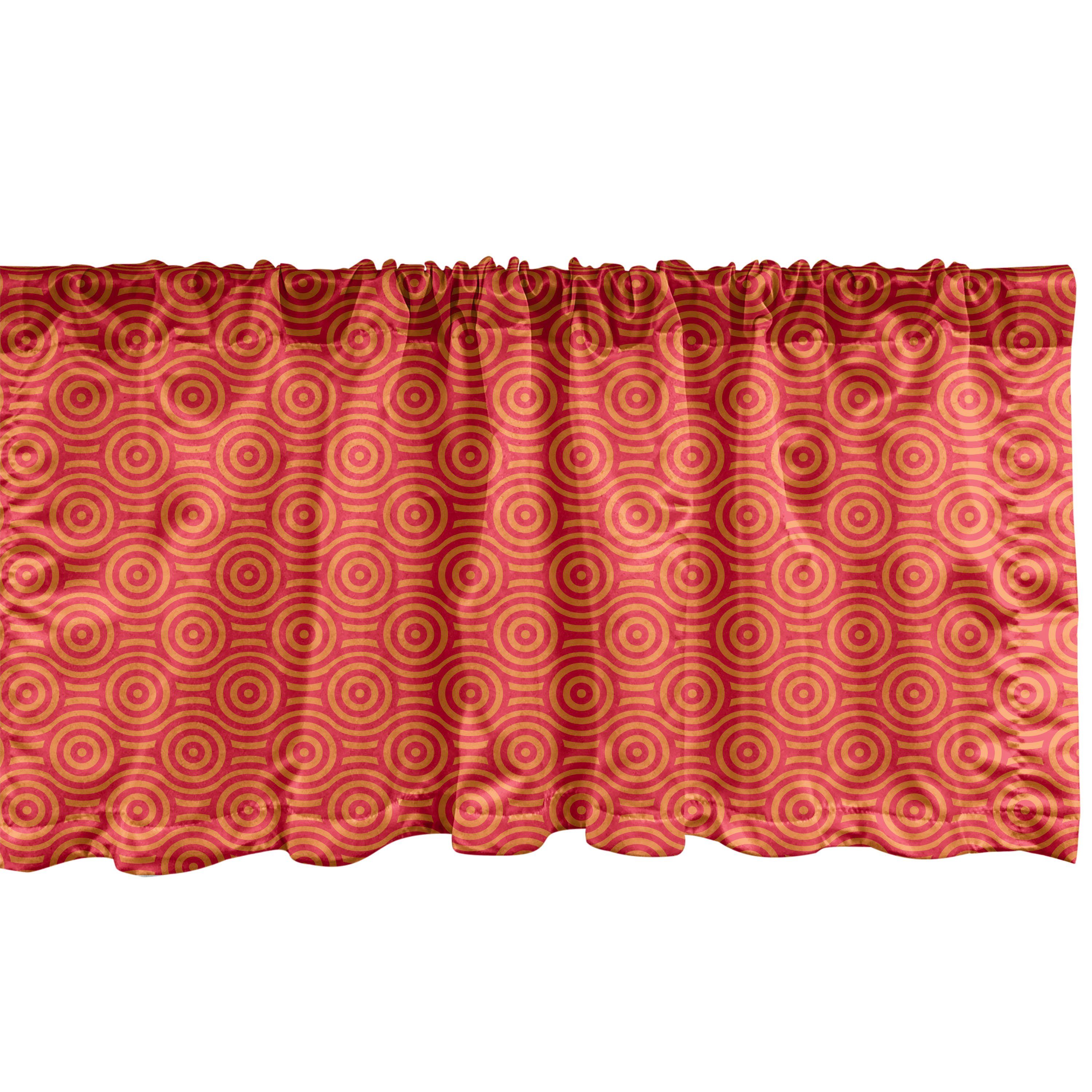 Scheibengardine Vorhang Volant für Küche Schlafzimmer Dekor mit Stangentasche, Abakuhaus, Microfaser, asiatisch Spiral Kreise in warmen Tönen