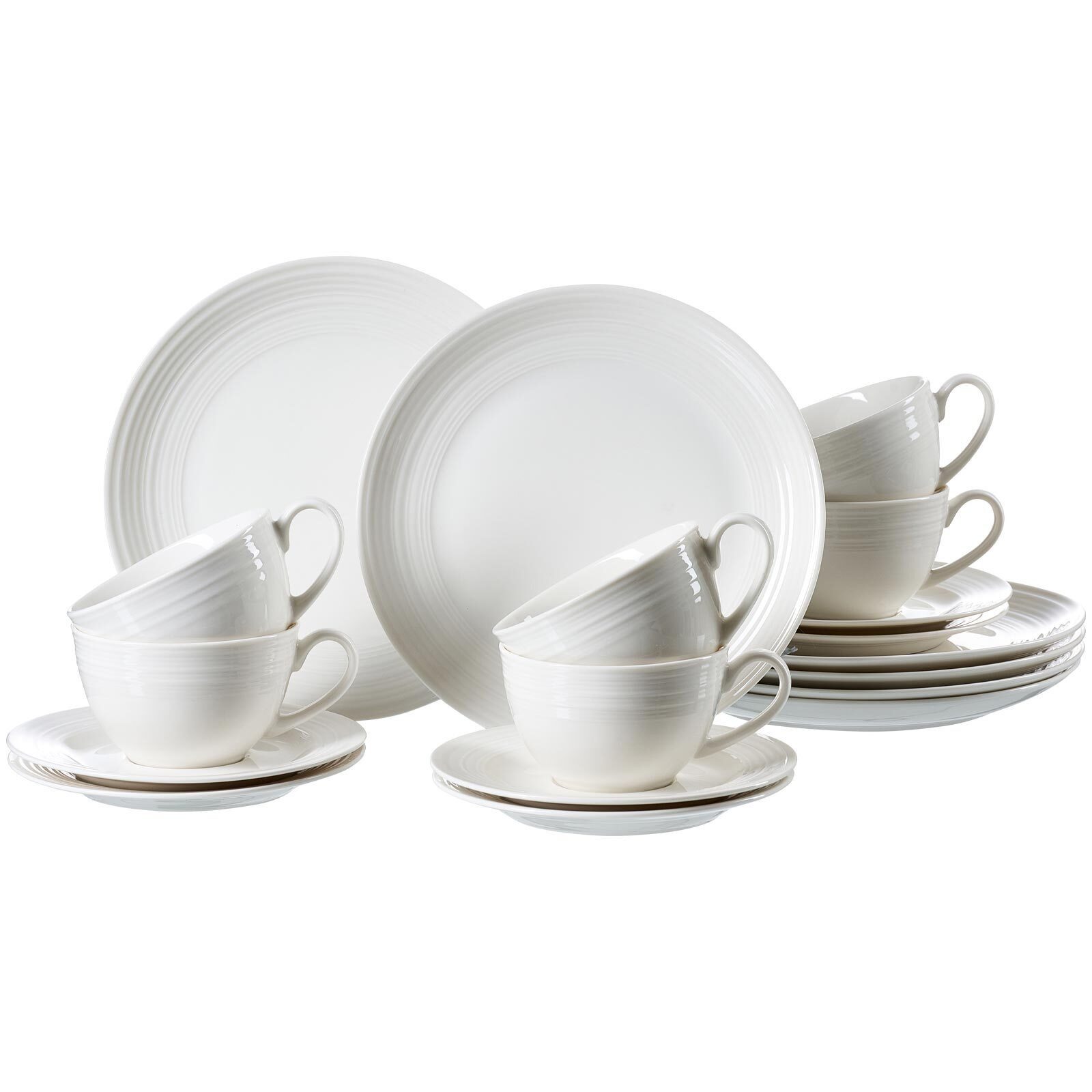 Ritzenhoff & Breker Kaffeeservice Levi Weiss Kaffeeservice 18er Set (18-tlg), 6 Personen, Porzellan