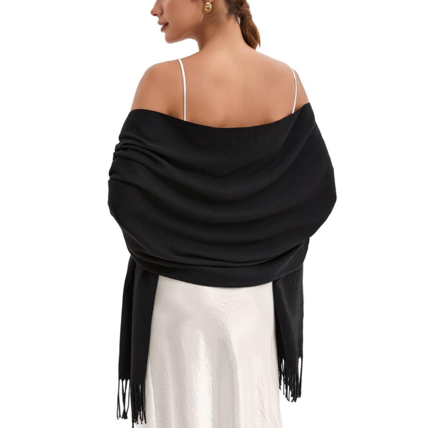 LuxusKollektion Pashmina Pashmina Stola/Schal Damen Schwarz 70x200cm, (1-St)