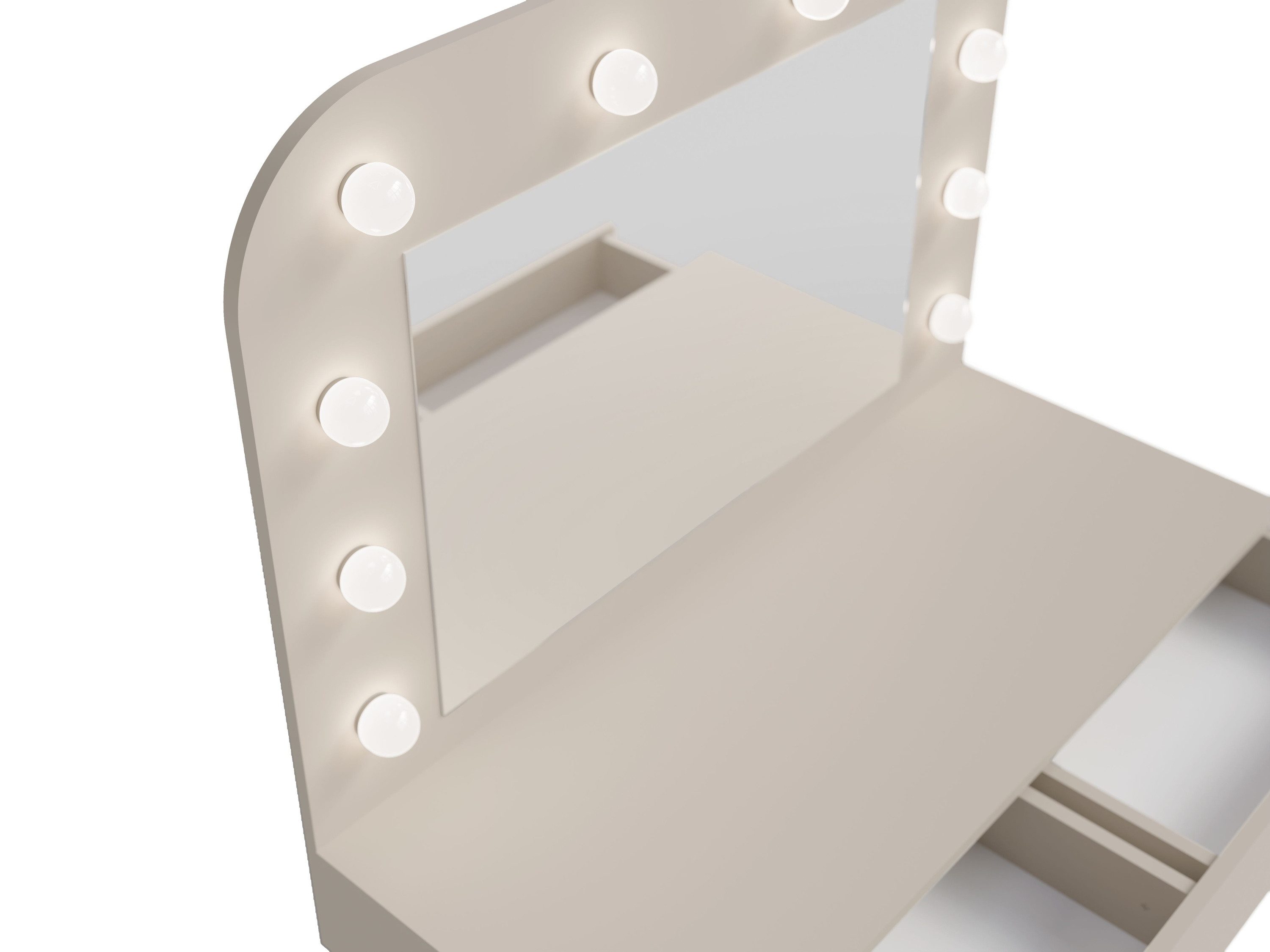 Raumhirsch Furniture Schminktisch Kosmetiktisch, Frisiertisch, Schminkkommode mit Spiegel (Maße: 100,3 x 142,5 x 42,5 cm (Spiegel mit Lichtkugeln, 1 Schublade), – Bild 5 von 5