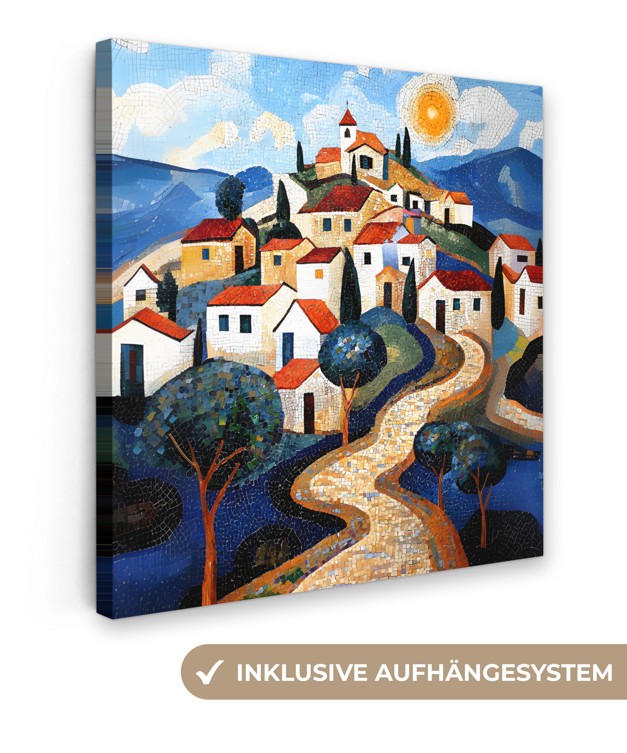 OneMillionCanvasses® Leinwandbild Dorf - Hügelig - günstig online kaufen