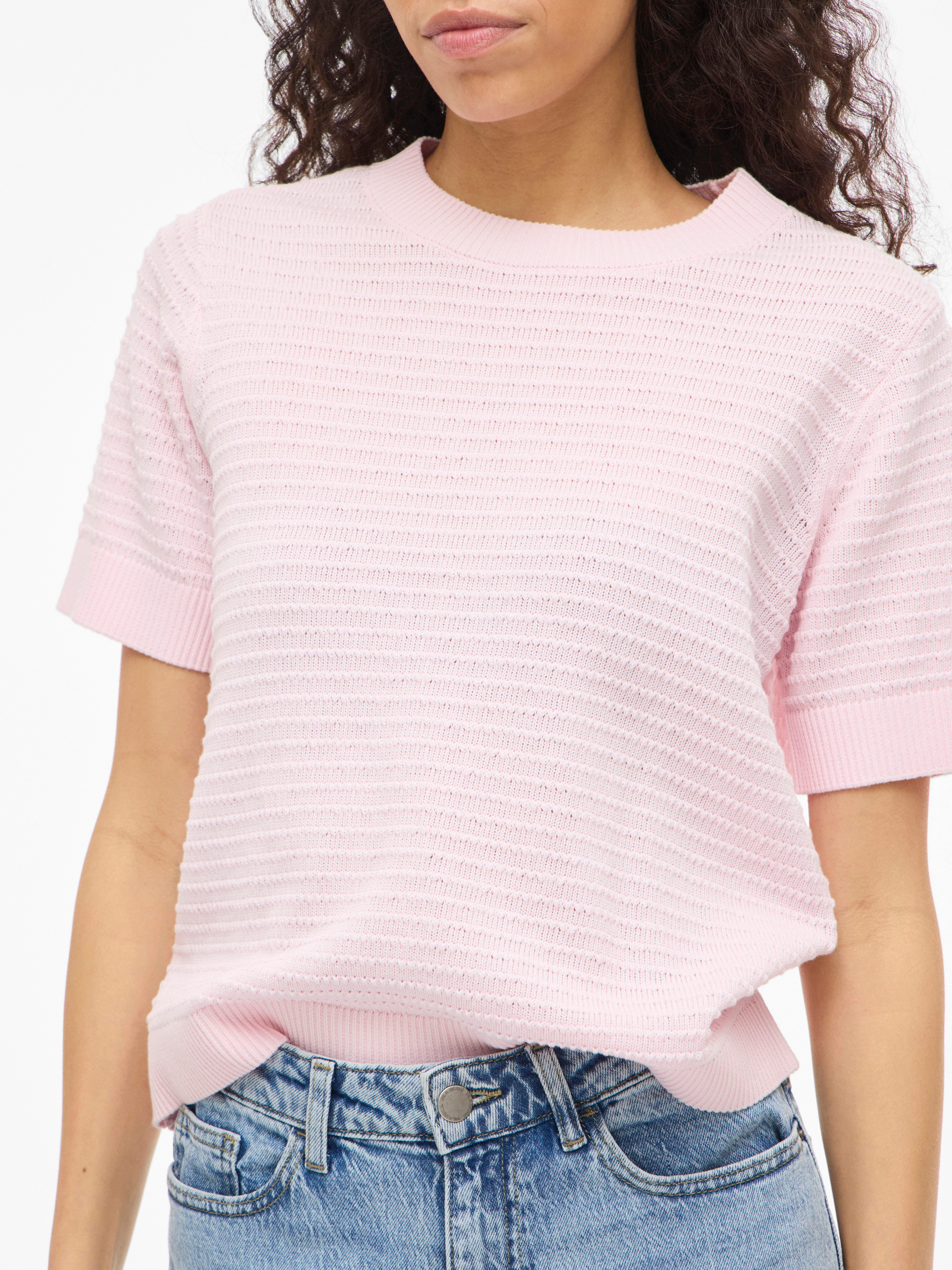 Vila Kurzarmpullover VILOLLO O-NECK S/S DETAIL KNIT TOP- NOOS