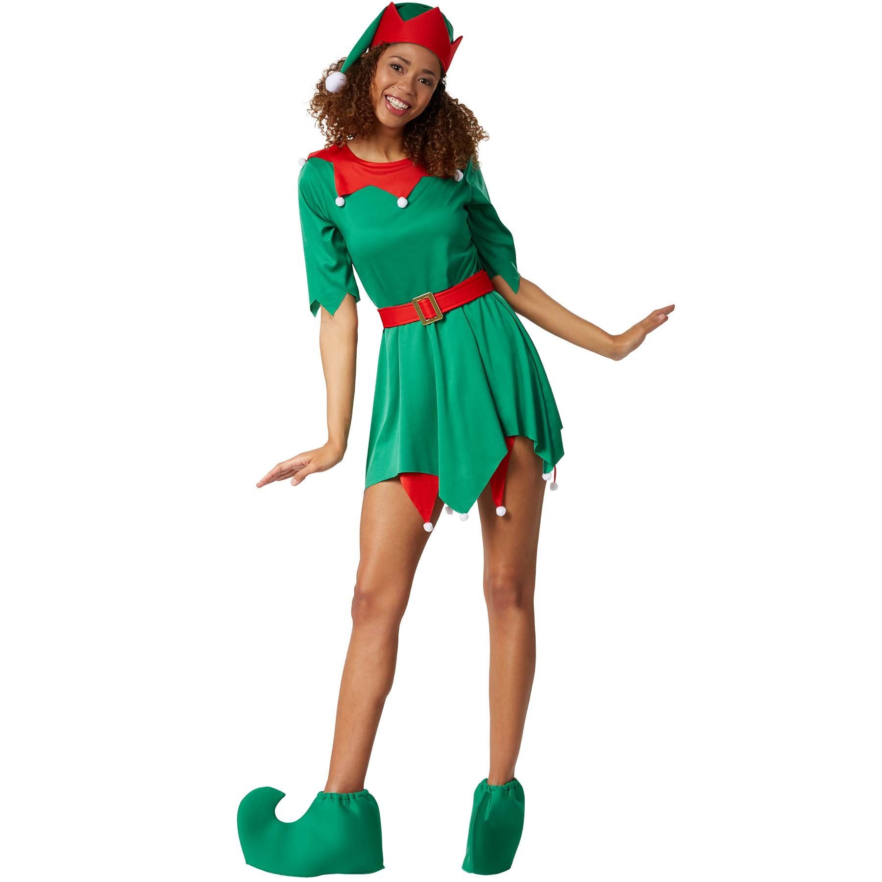 dressforfun Bommelmütze Pudelmütze, Spitz zulaufende Form mit weißem Bommel als Abschluss (Wintermütze, Konfektionsgröße 0 in rot/grün) Wichtelmütze in Grün und Rot, Großes Zackenmuster am unteren Ende