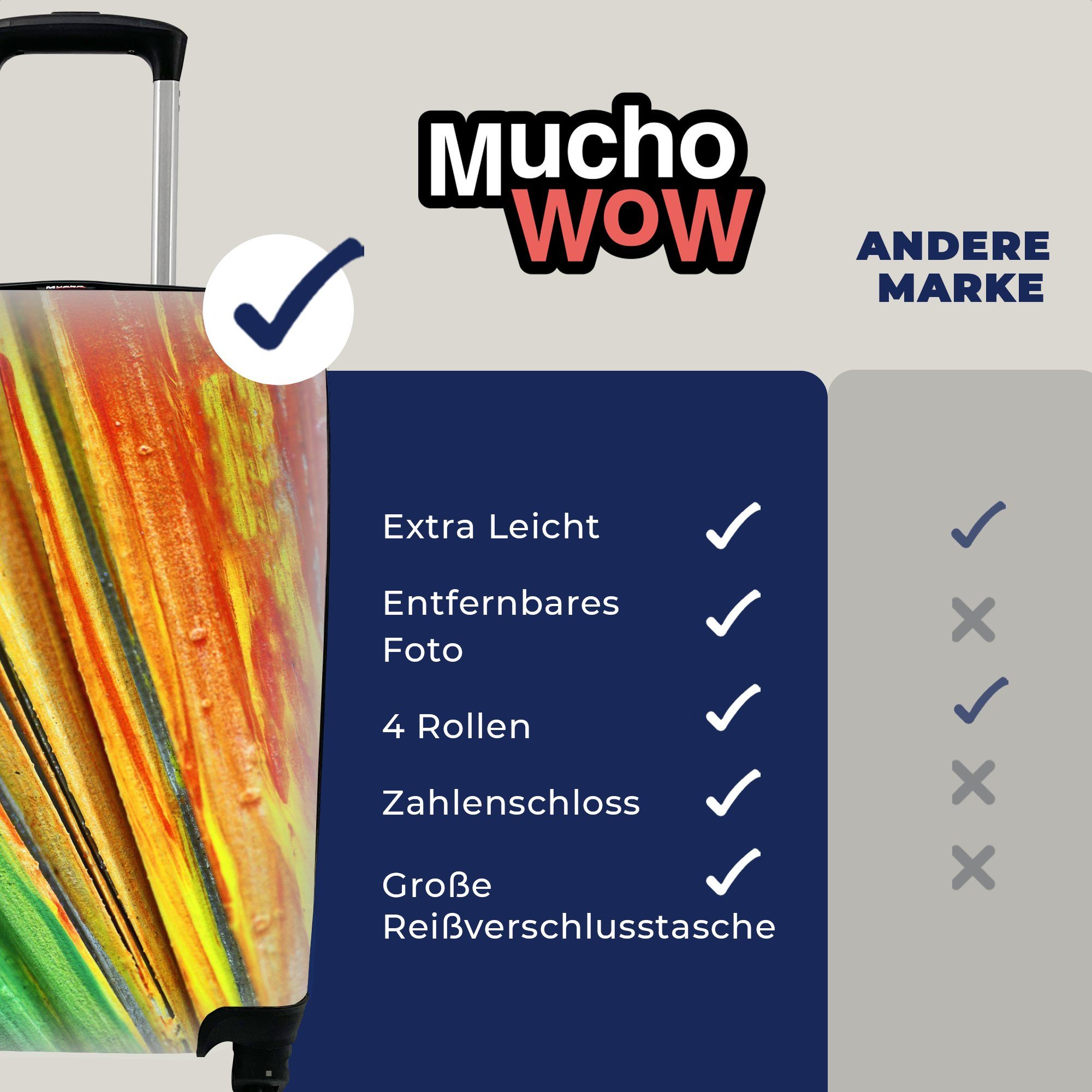 Handgepäck MuchoWow Ölgemälde, Rollen, rollen, Buntes Handgepäckkoffer für Reisetasche Trolley, 4 mit Ferien, Reisekoffer