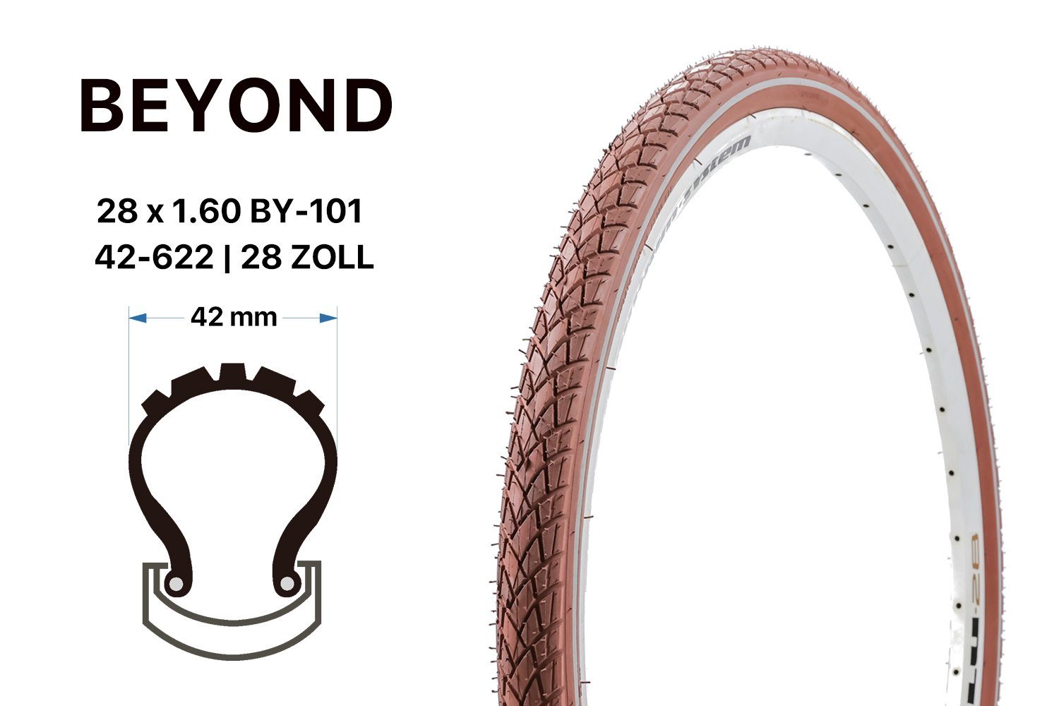 BEYOND Fahrradreifen 28 Zoll Fahrrad Reifen 42-622 RETRO City Trekking, (1-tlg)