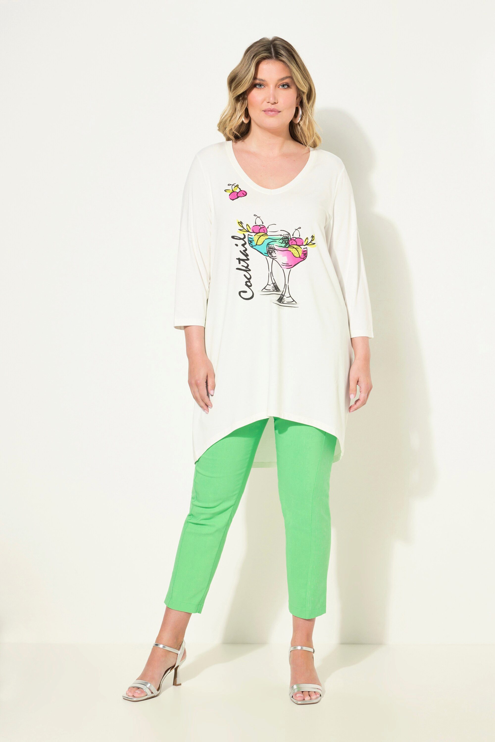 MIAMODA T-Shirt T-Shirt A-Linie Cocktail-Motiv 3/4-Ärmel günstig online kaufen