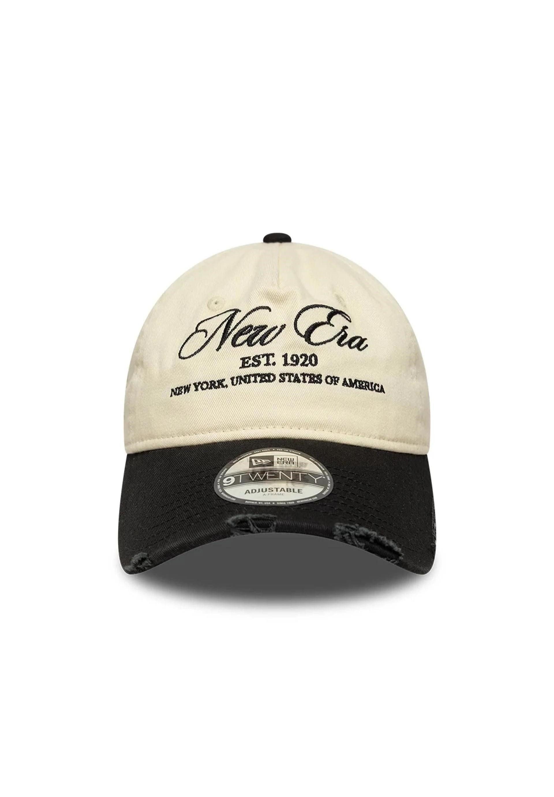 New Era Baseball Cap New Era Washed Distressed 9Twenty A-Frame Cap Beige Schwarz (1-St)