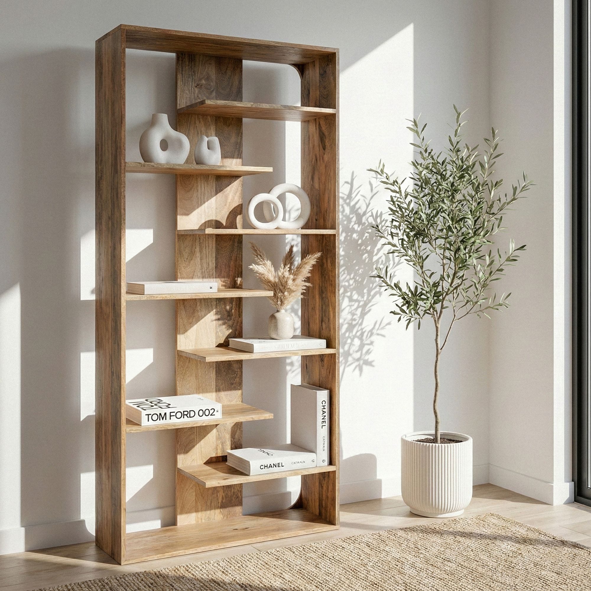 furnicato Standregal Bücherregal Vollholz 90x200 cm Dunkelbraun, 1-tlg.