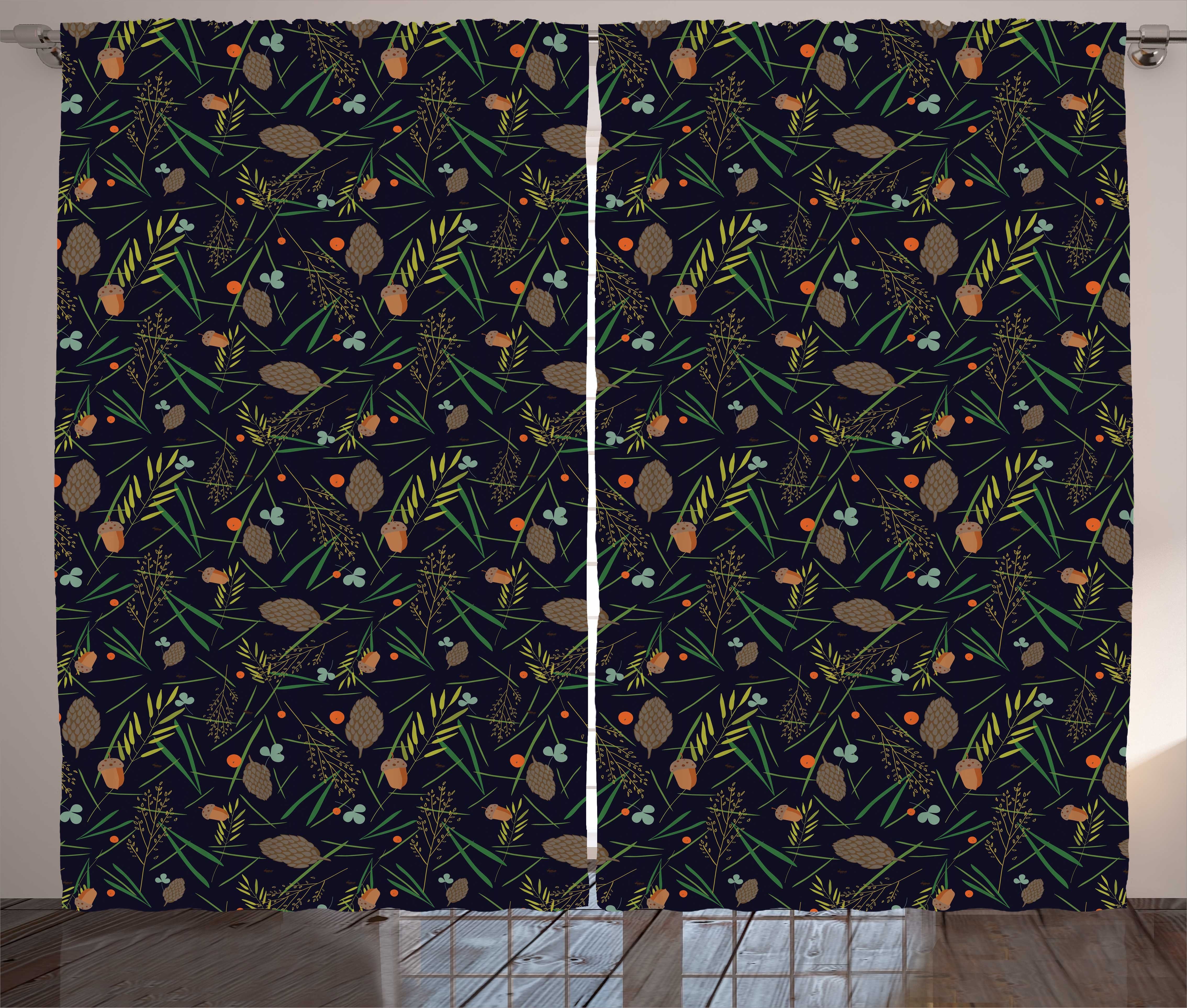 Gardine Schlafzimmer Kräuselband Vorhang mit Schlaufen und Haken, Abakuhaus, Pine Cone Botanischer Wald Tanne Blatt