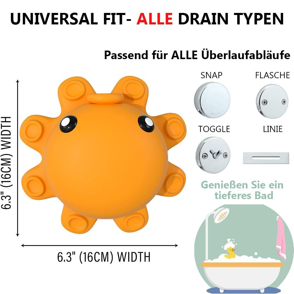 TUABUR Duschschwamm Badewannen-Überlauf-Ablaufabdeckung Gelb