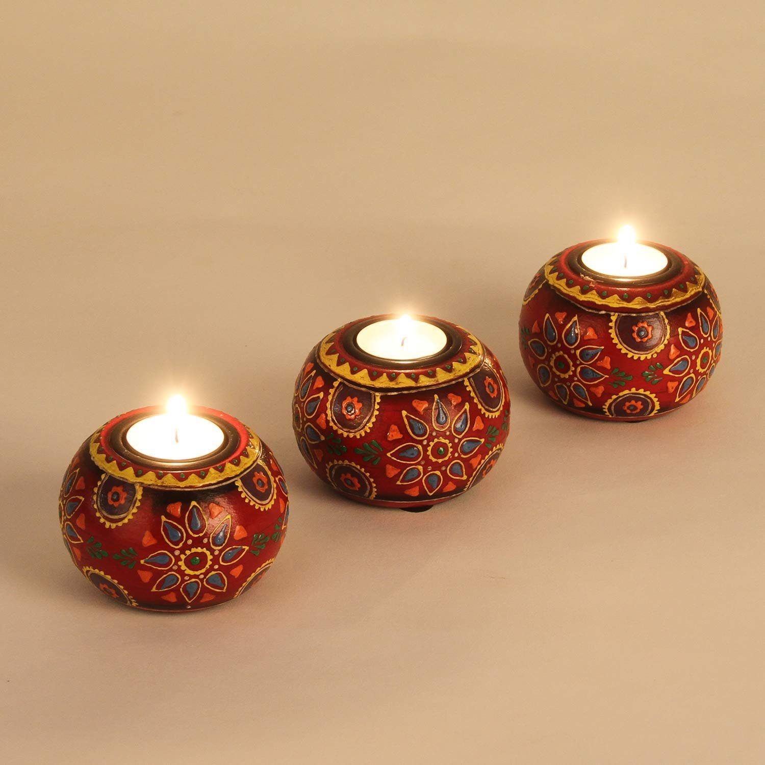 Casa Moro Teelichthalter Orientalische Teelichthalter Anandra 3er Set aus Echtholz (Tisch Wohn Deko Kerzenhalter für Teelicht, 3 St., Ostern Muttertag Geschenk Dekoration Idee), aus traditioneller Handarbeit RK202