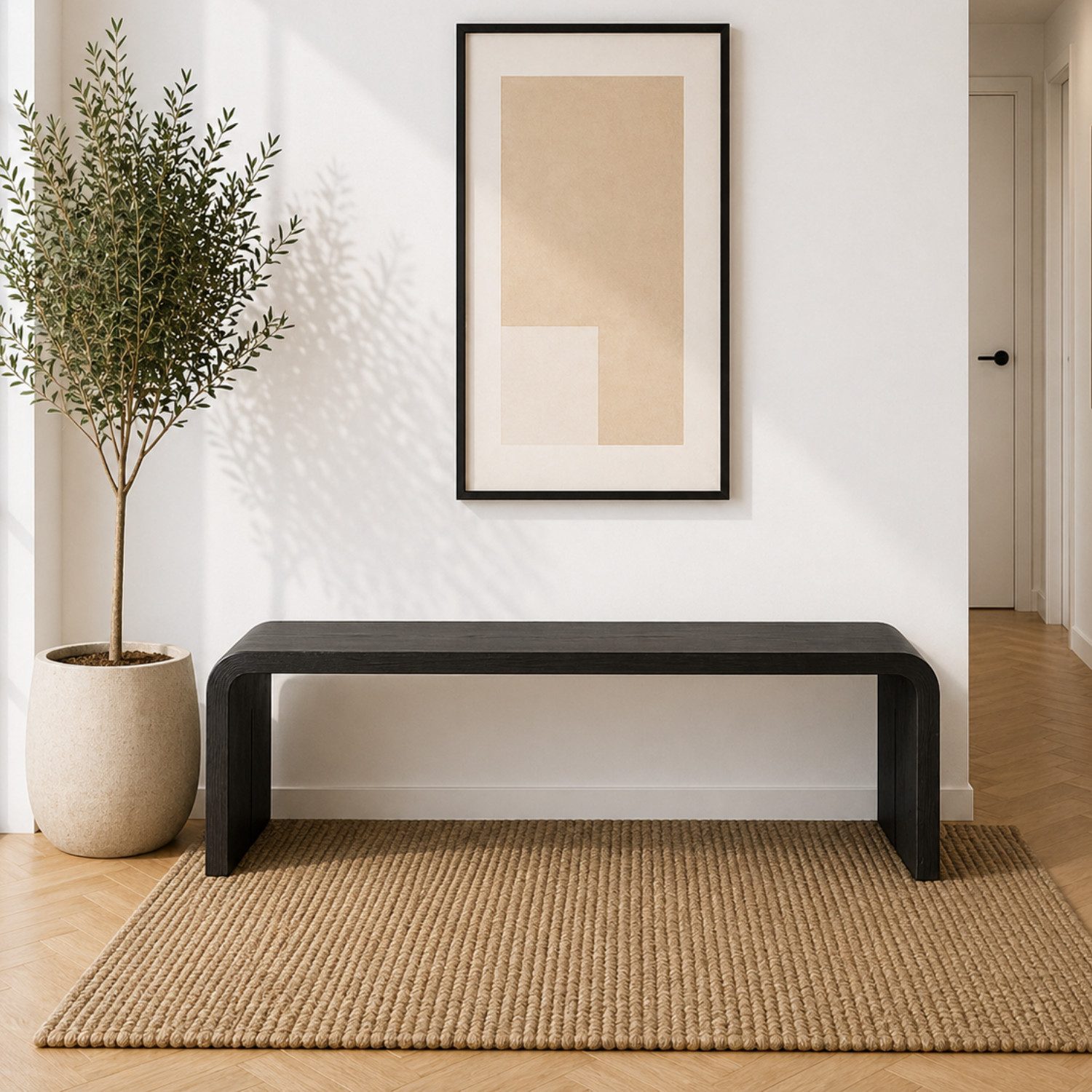 mukuhi Sitzbank SITZBANK Massivholz modern minimalistisch Flurbank Designer Holzbank, 160x35x45