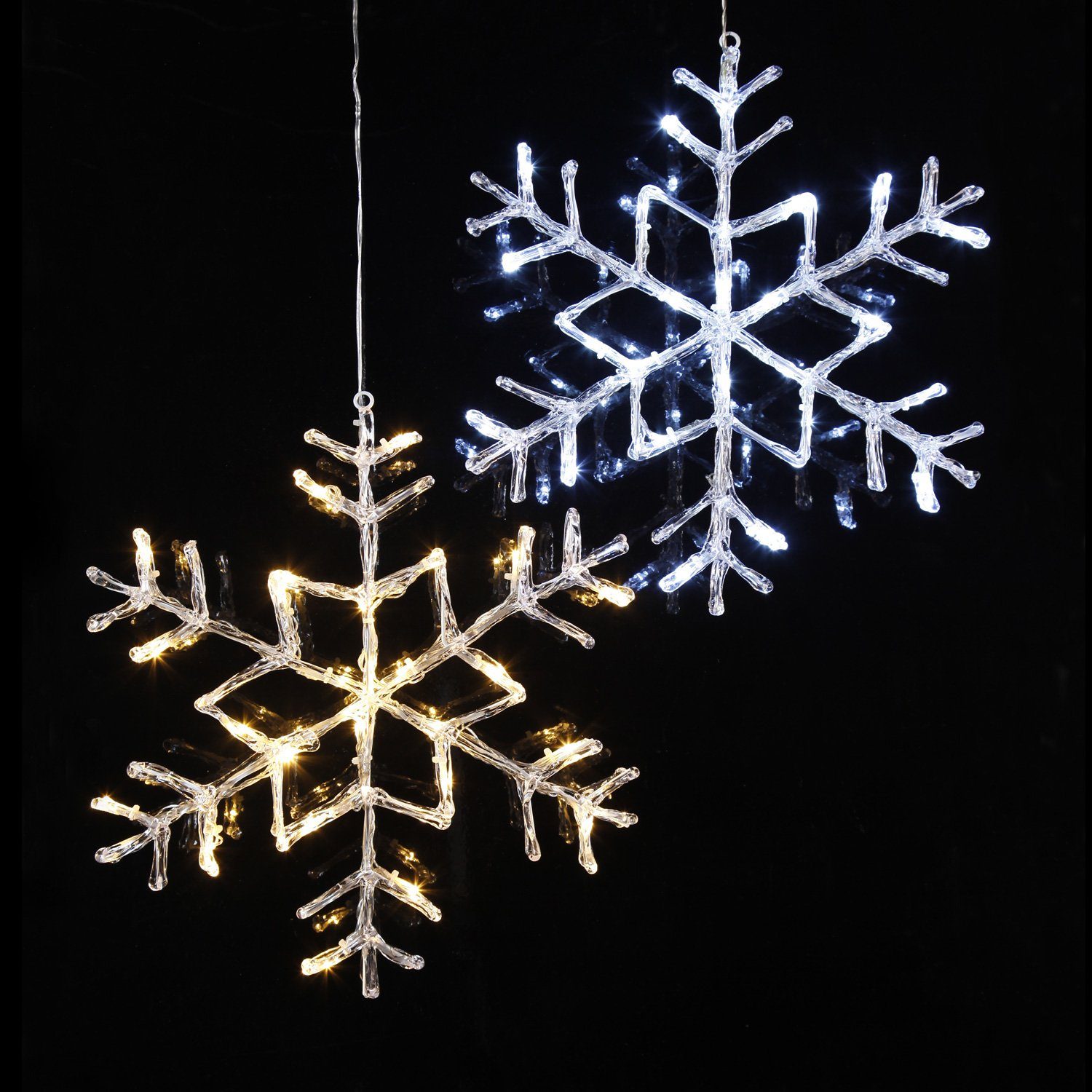 3000K) 40cm warmweiß Winter bis LED außen, Fensterdeko Schneeflocke Weihnachten 24LED (2100K Trafo Dekoobjekt LED Classic, LED MARELIDA