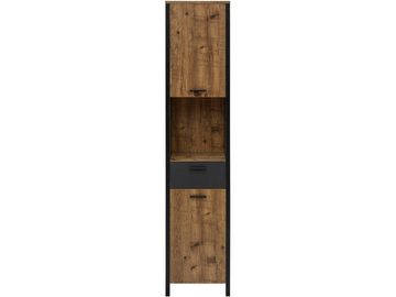 loft24 Hochschrank Wiebke Badezimmer Schrank, 2 Türen, Holzoptik, Höhe 175 cm