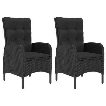 vidaXL Gartenlounge-Set 3-tlg. Bistro-Set Poly Rattan und Glas Schwarz, (1-tlg)