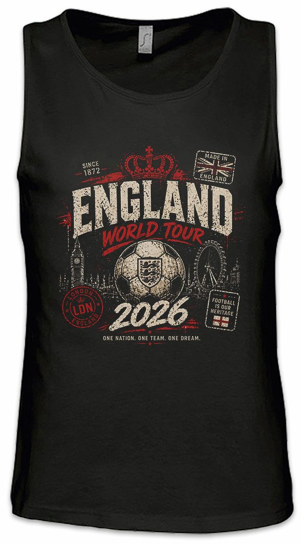 Urban Backwoods Tanktop Team England 1 Ärmelloses T-Shirt Britain Albion Three Lions London Britannia Wembley StGeorge Fußball