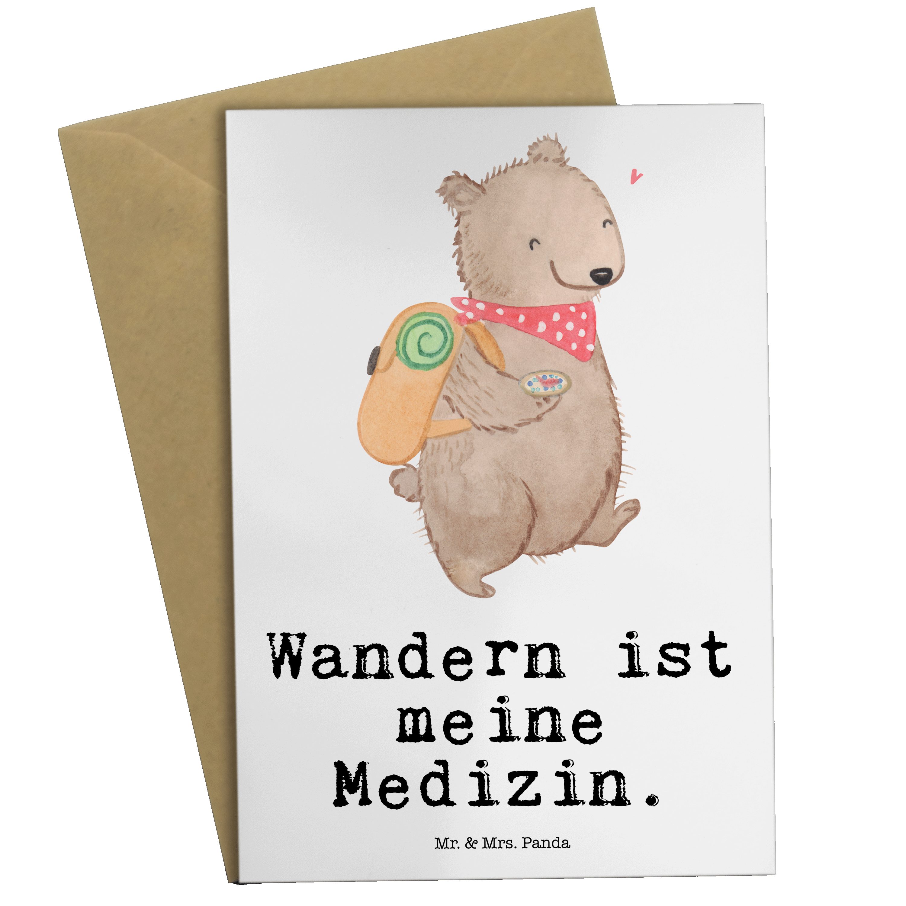 Mr. & Mrs. Panda Grußkarte Bär Wandern Medizin - Weiß - Geschenk, Hochzeitskarte, Einladungskart