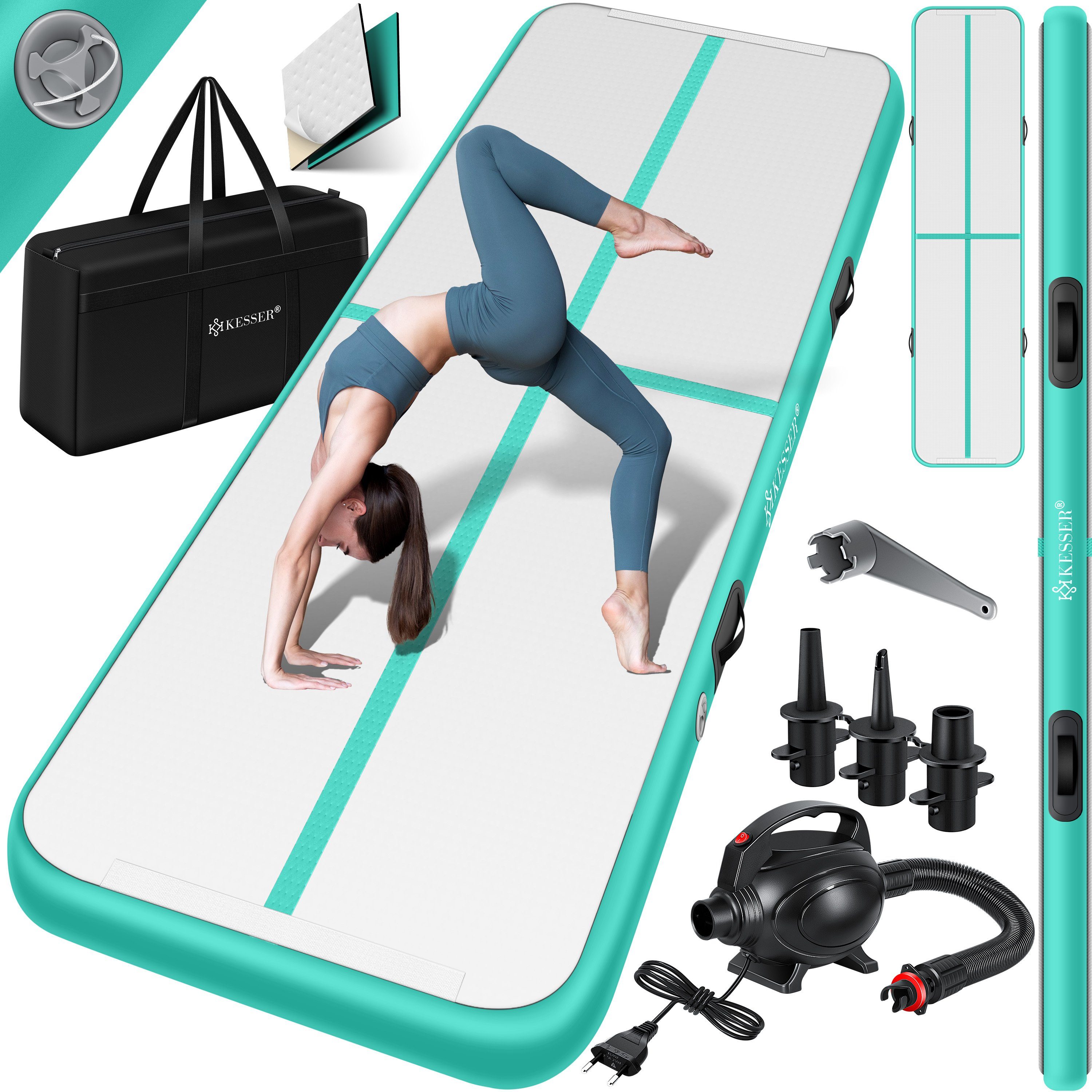 KESSER Turnmatte, Turnmatte Aufblasbar Airtrack Fitness-Matte Gymnastikmatte