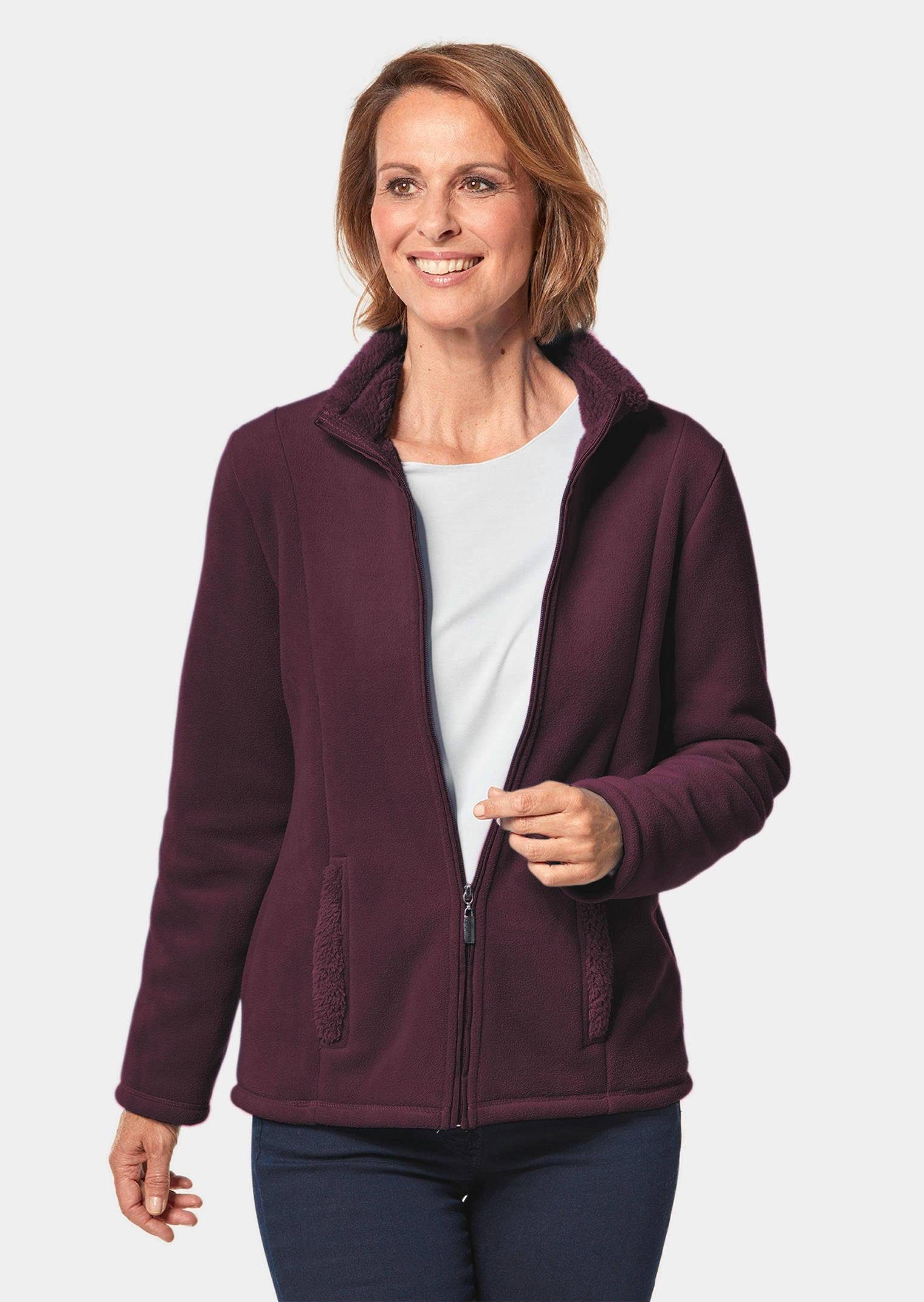 GOLDNER Fleecejacke Kuschelweiche Fleece-Jacke aubergine | Übergangsjacken