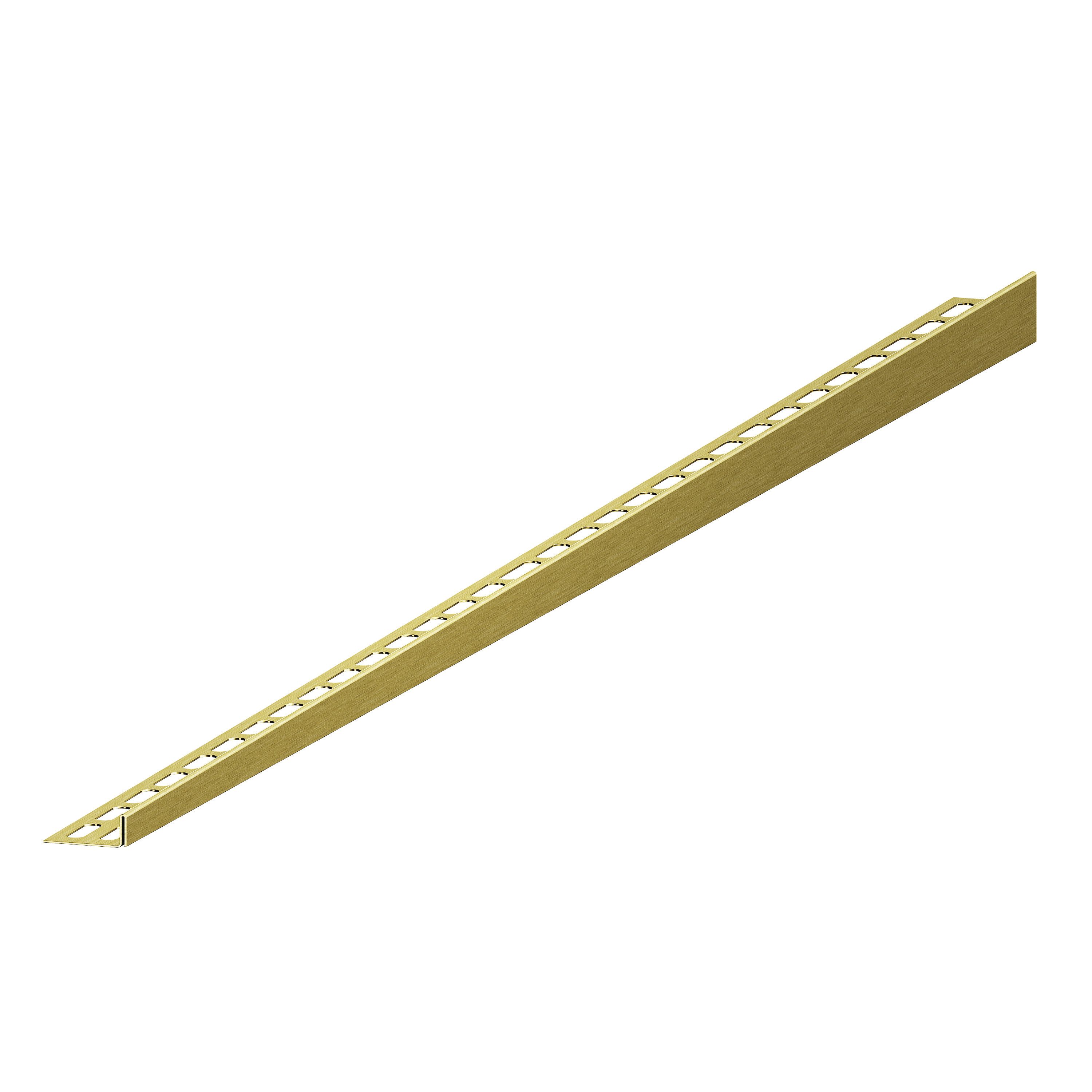 Aquabad® Duschvorhang Clive Gefälleprofil für begehbare Dusche in gebürstetem Gold, 160cm, links, 10 / 12 mm (Fliese / Kante)