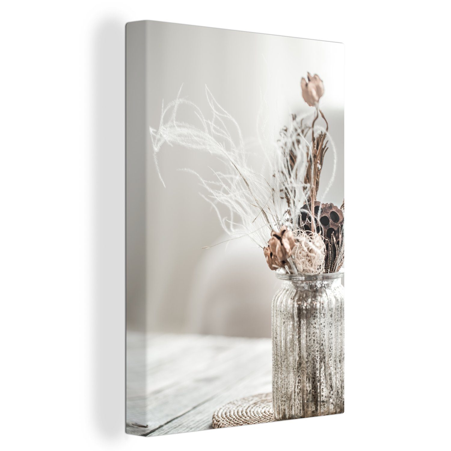 OneMillionCanvasses® Leinwandbild Topf - Getrocknete Blumen günstig online kaufen