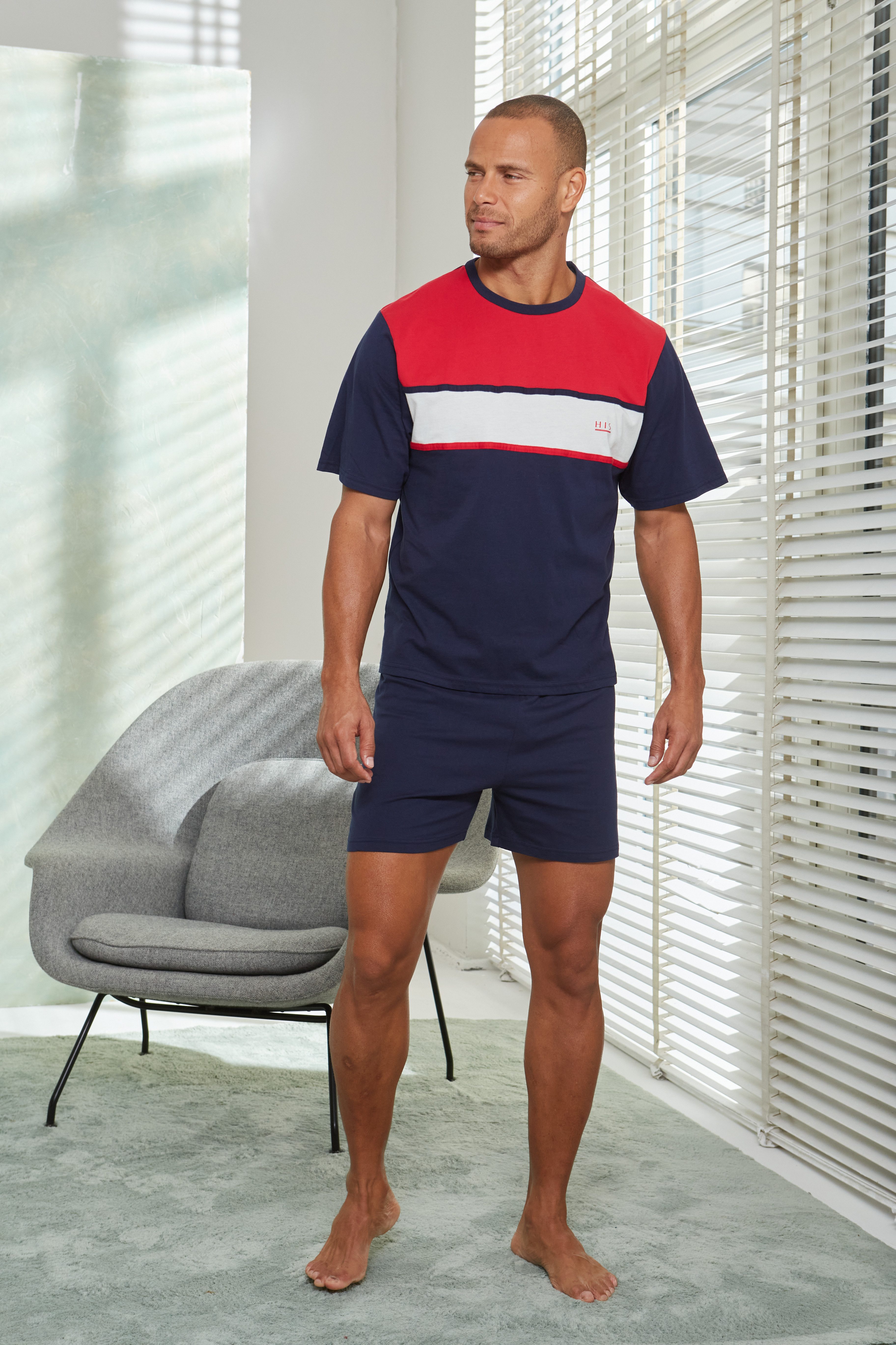 H.I.S Pyjama (2 tlg., 1 Stück) Schlafanzug mit breitem Streifen günstig online kaufen