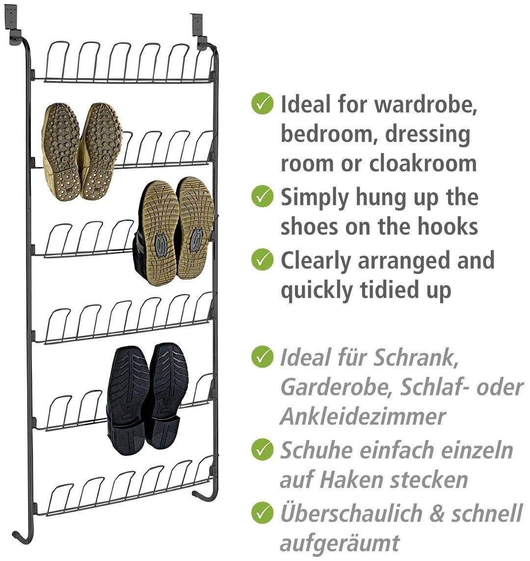 schwarz Paar WENKO Schuhregal Türregal, für Schuhe 18