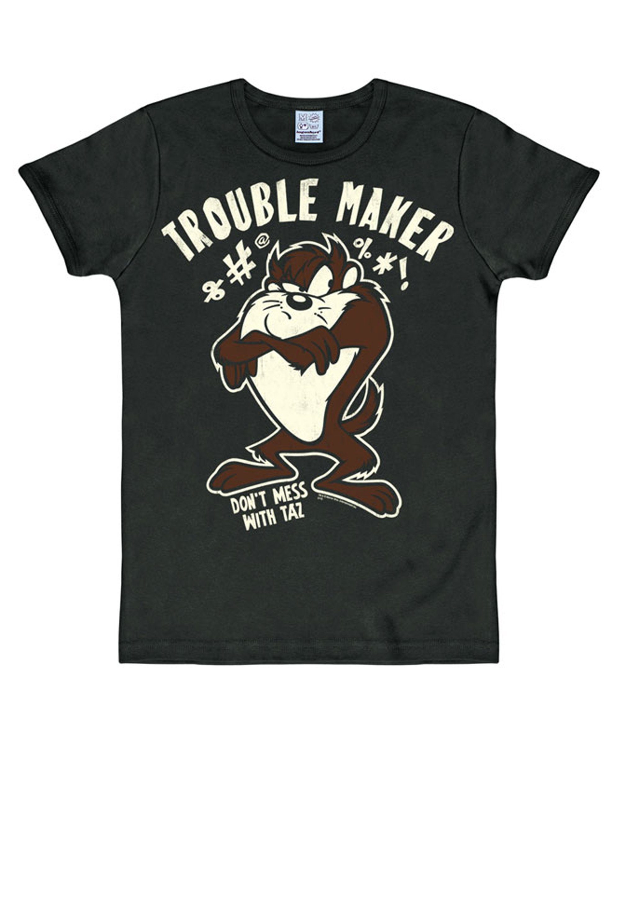 LOGOSHIRT T-Shirt Looney Trouble tollem Taz-Print mit - - Maker Taz Tunes