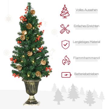 HOMCOM Künstlicher Weihnachtsbaum 4-teiliges Set Weihnachtsschmuck inkl. LED Beleuchtung, Nordmanntanne, 4 tlg.