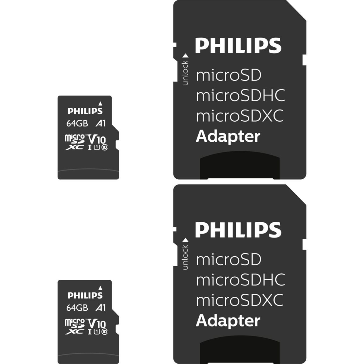 Philips MicroSDXC 2-Pack 64GB Class 10 UHS-I U1 incl. Micro SD-Karte
