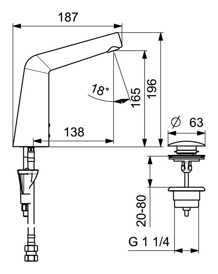Thumbnail - HANSA Waschtischarmatur Hansadesigno Style Elektronik-Batterie Netzbetrieb berührungslos elektronisch
