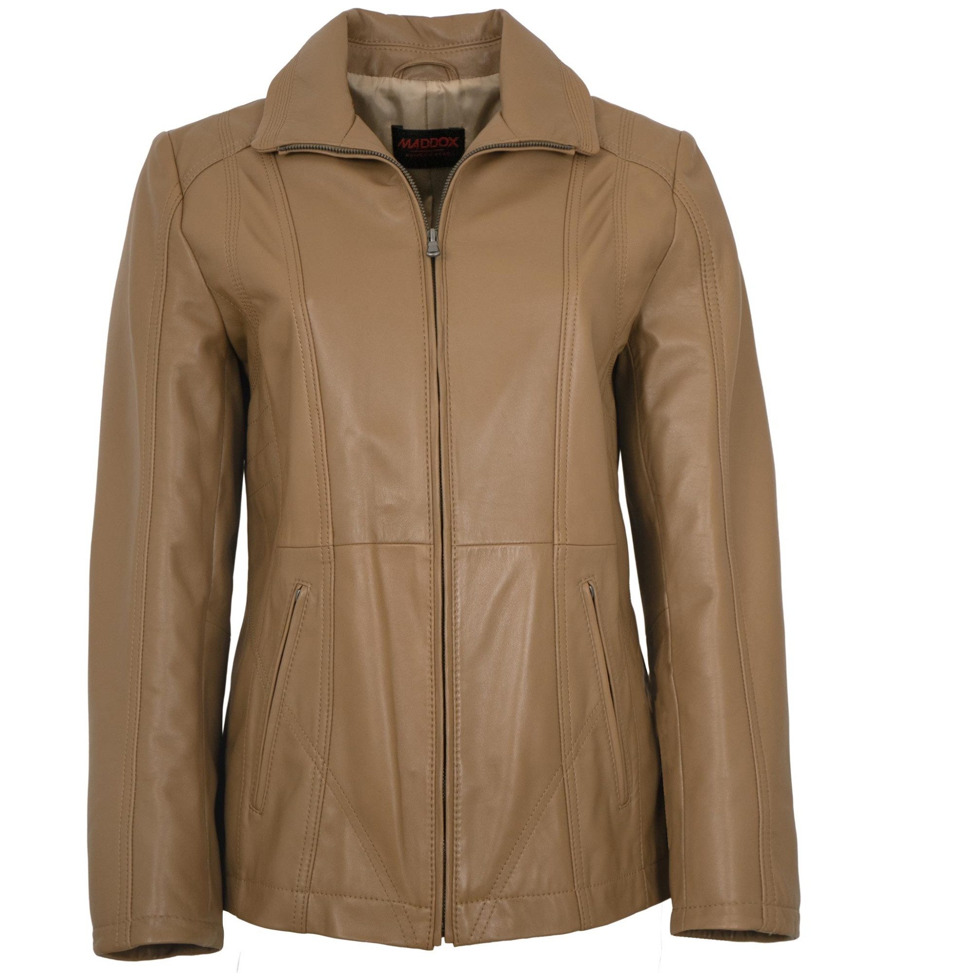Maddox Lederjacke Line MADDOX - Damen Lederjacke Lammnappa camel