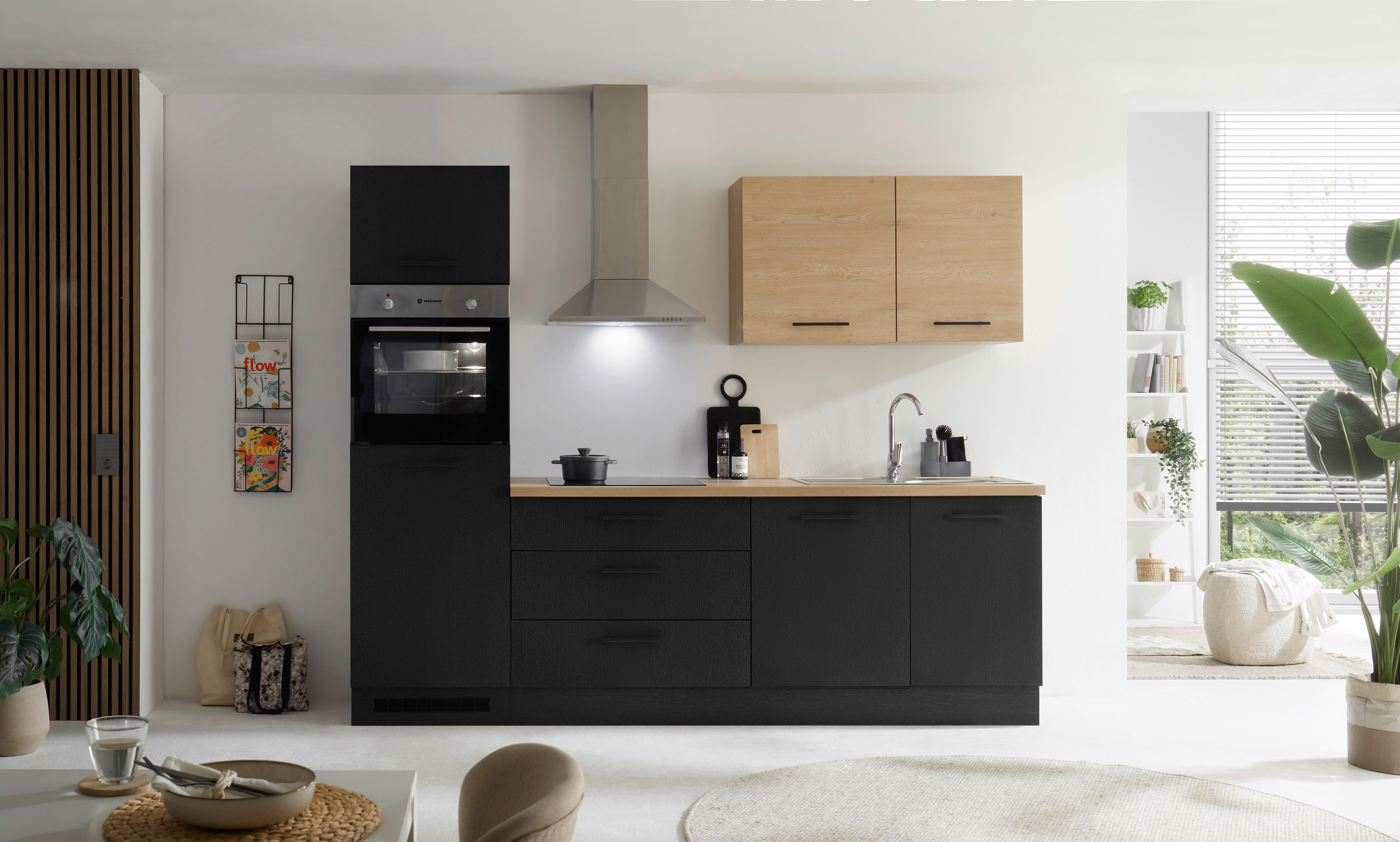 KOCHSTATION Кухниzeile KS-Malfi, Breite 260cm, wahlweise mit E-Geräten, Arbeitsplatte 38mm Stärke
